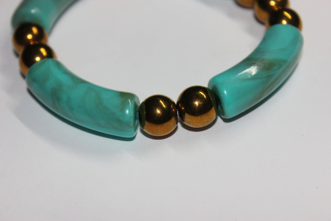 Marble Turquoise & Gold Bracelet