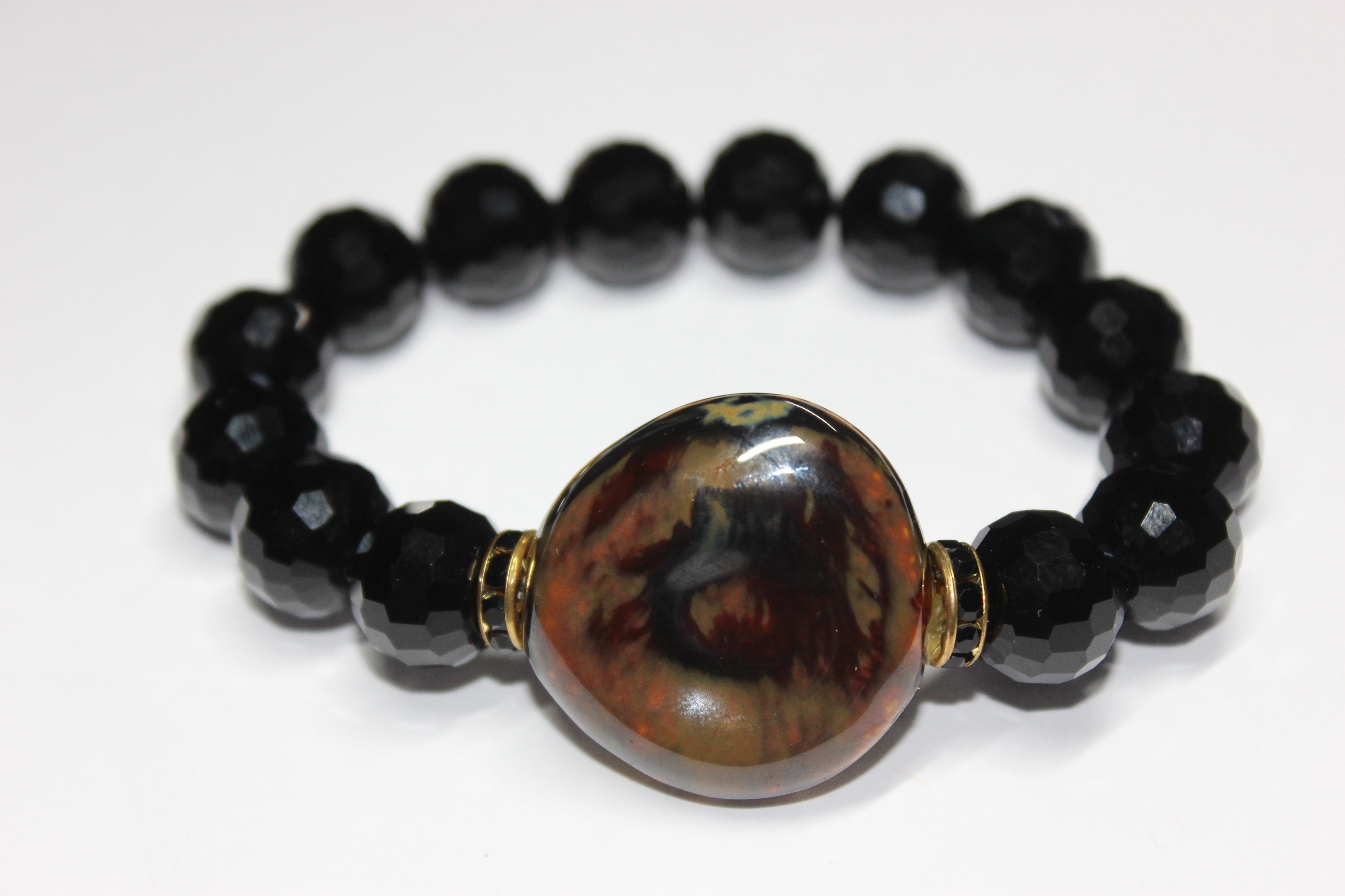 Black Ice & Tiger Eye Ceramic Stone Bracelet