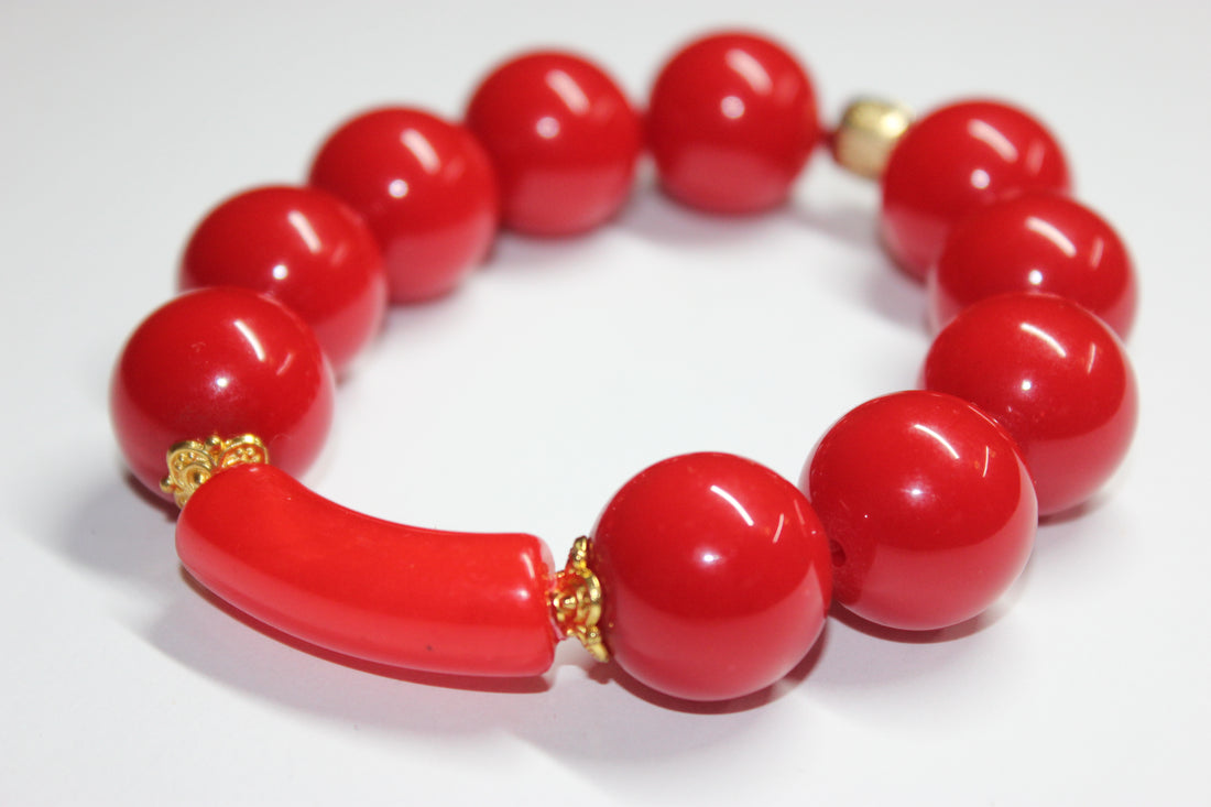 Red & Gold Beaded Bracelet