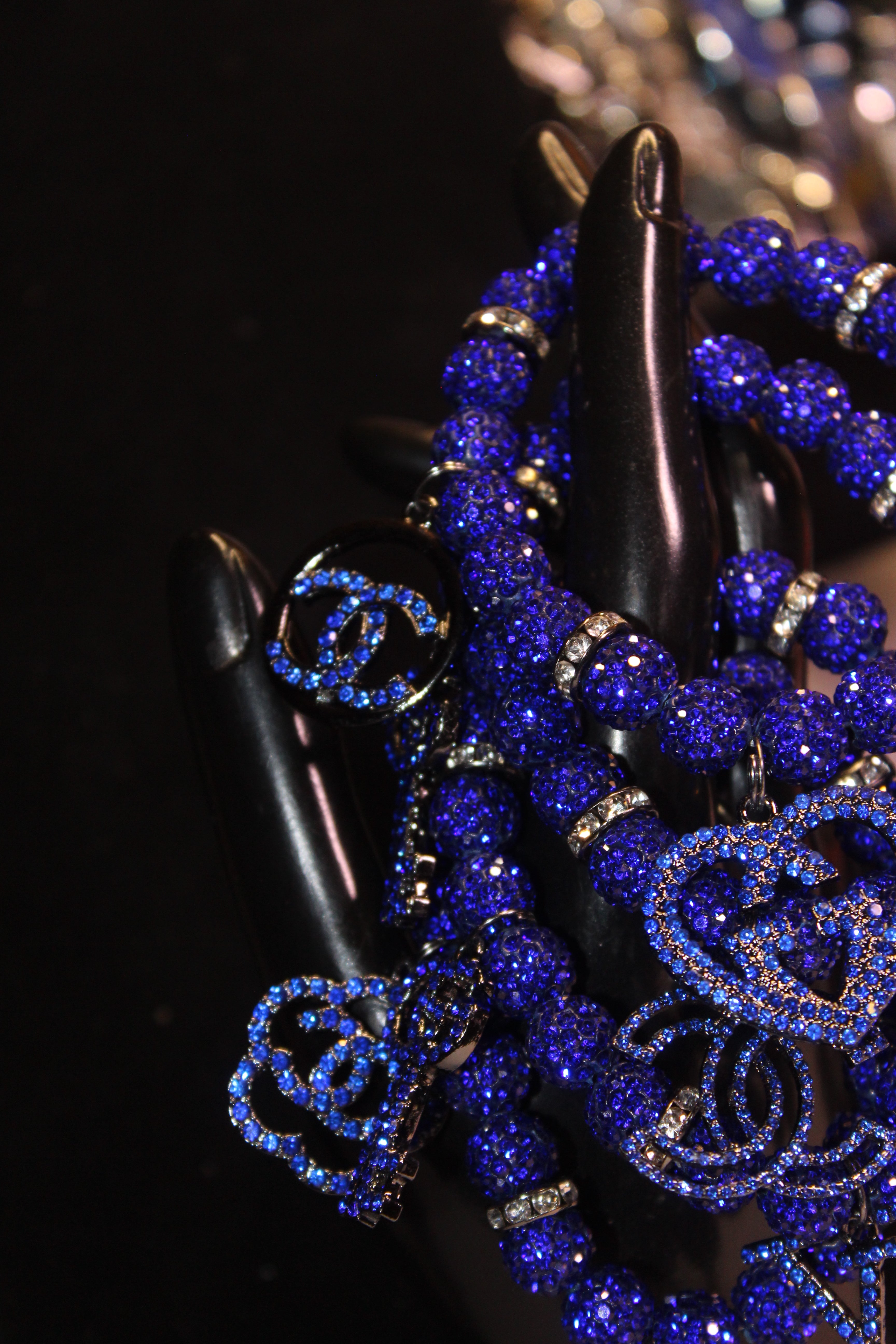 Blue 4 Piece Rhinestone Charm Bracelet Set
