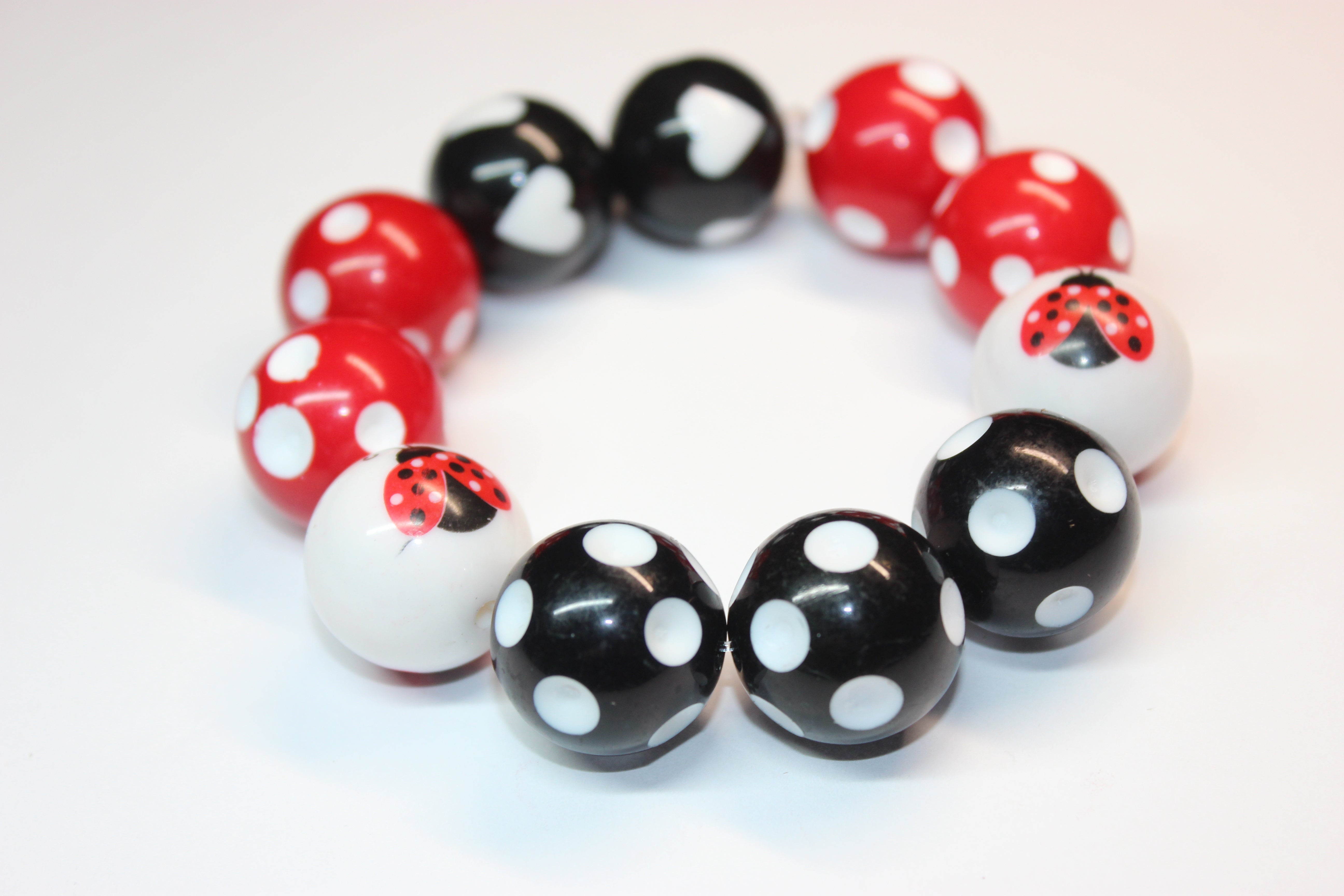Red White & Black Ladybug Bracelet