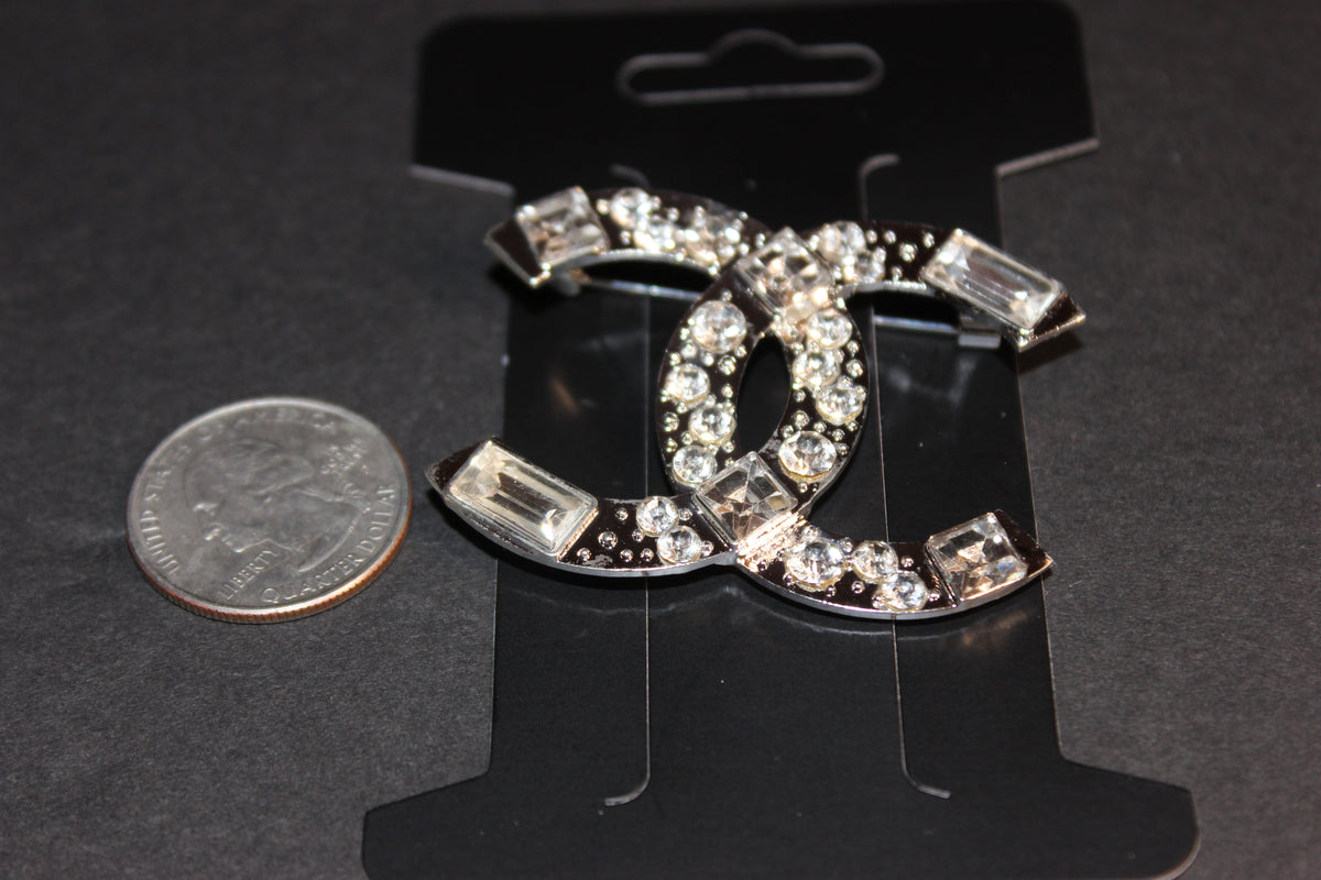 Rhinestone & Silver Brooch Pin