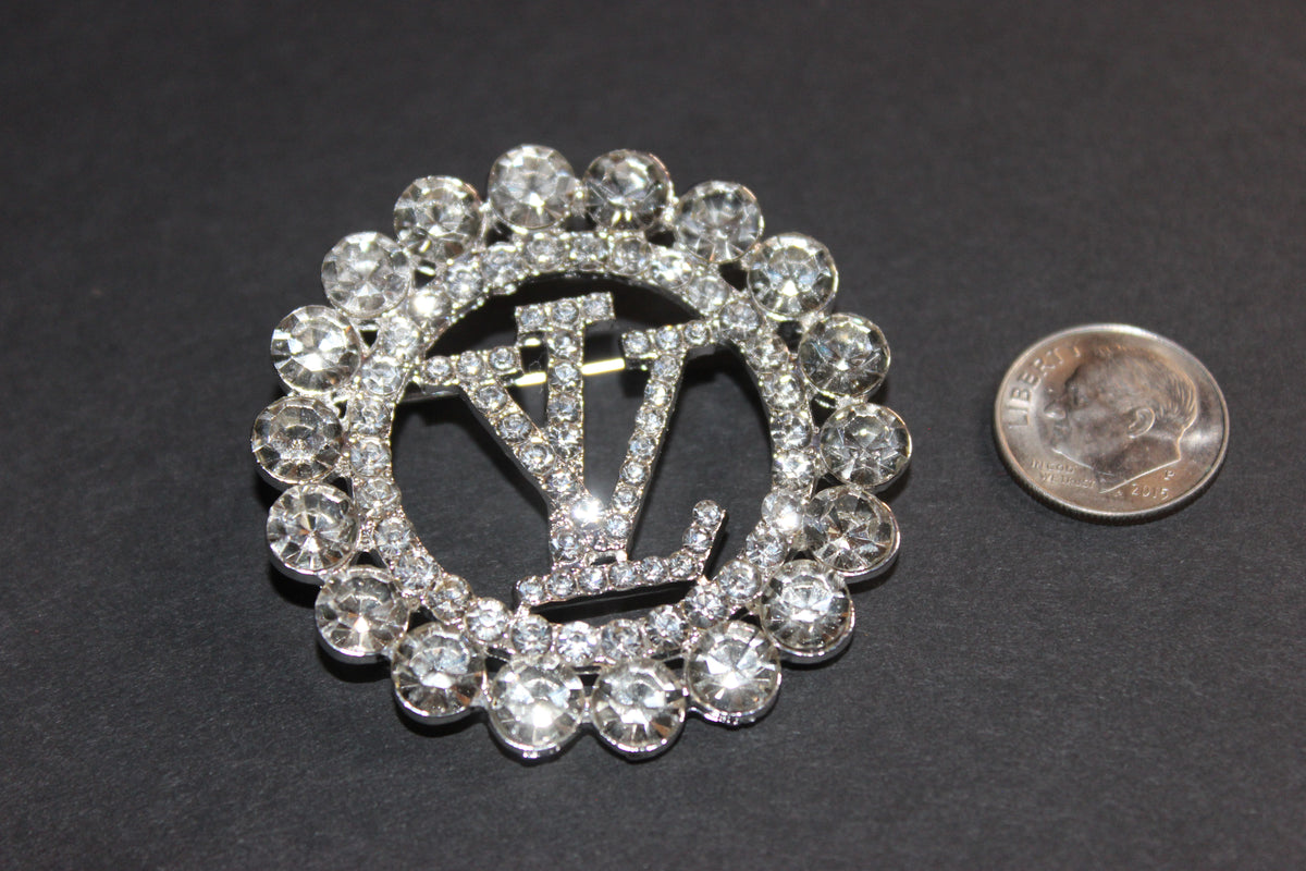 Silver Rhinestone Brooch Pin