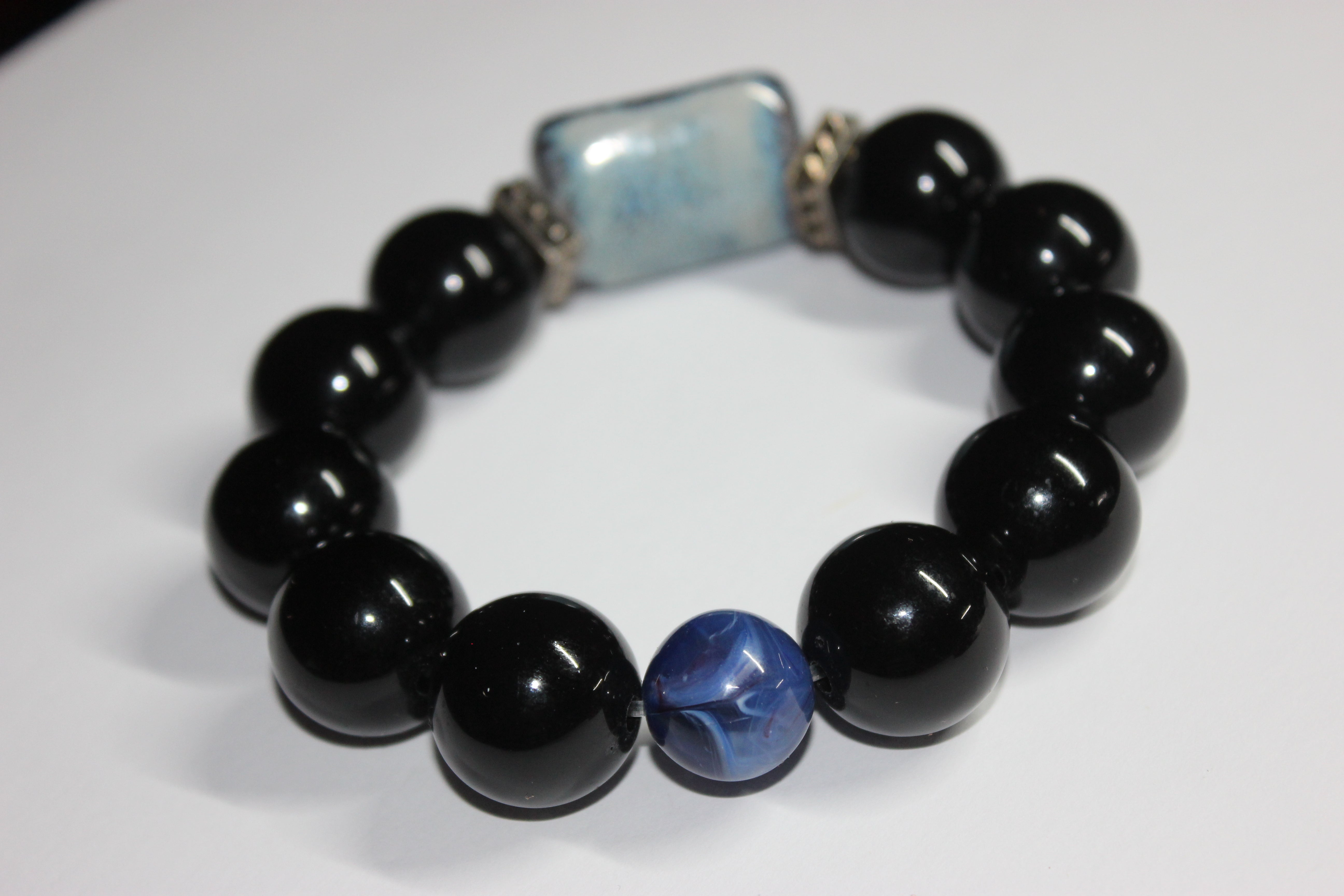 Large Beaded Black & Blue Necklace
