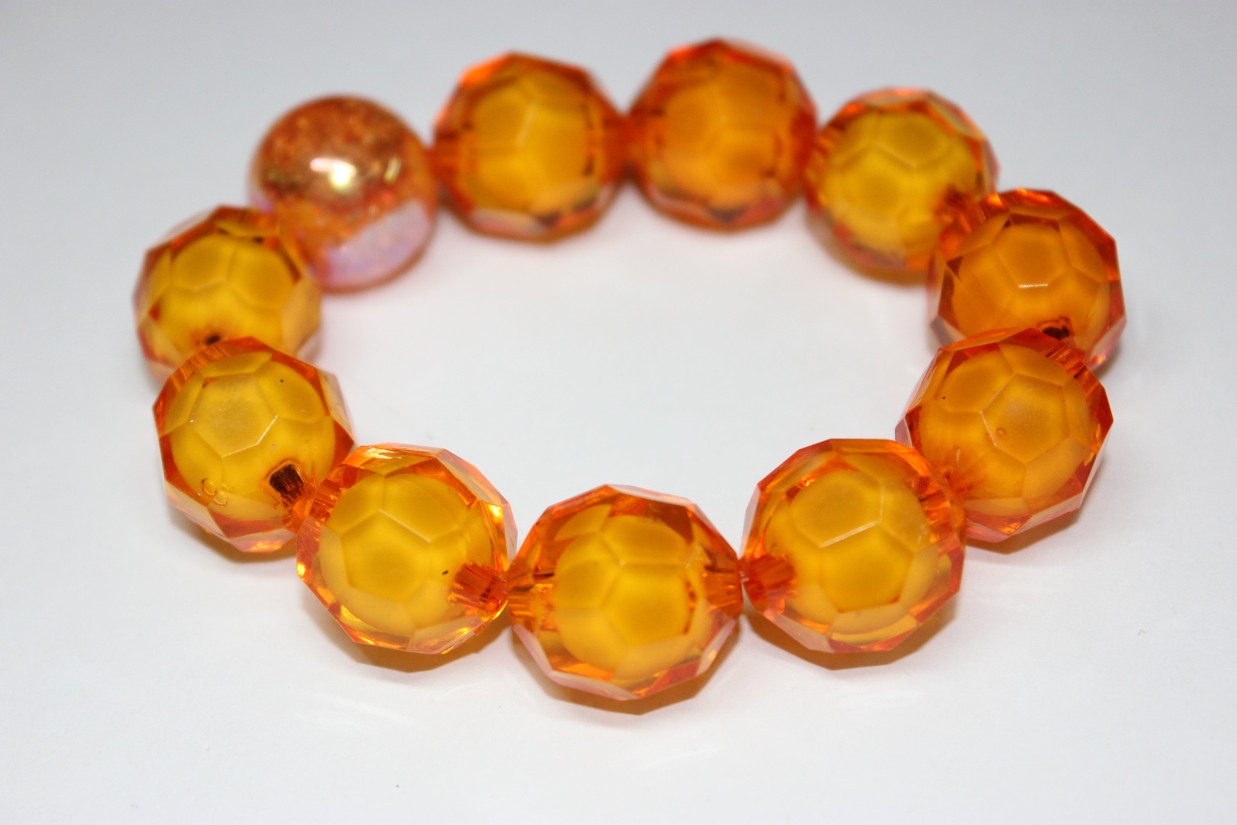Shades Of Orange Large Faceted Beaded Bracelet