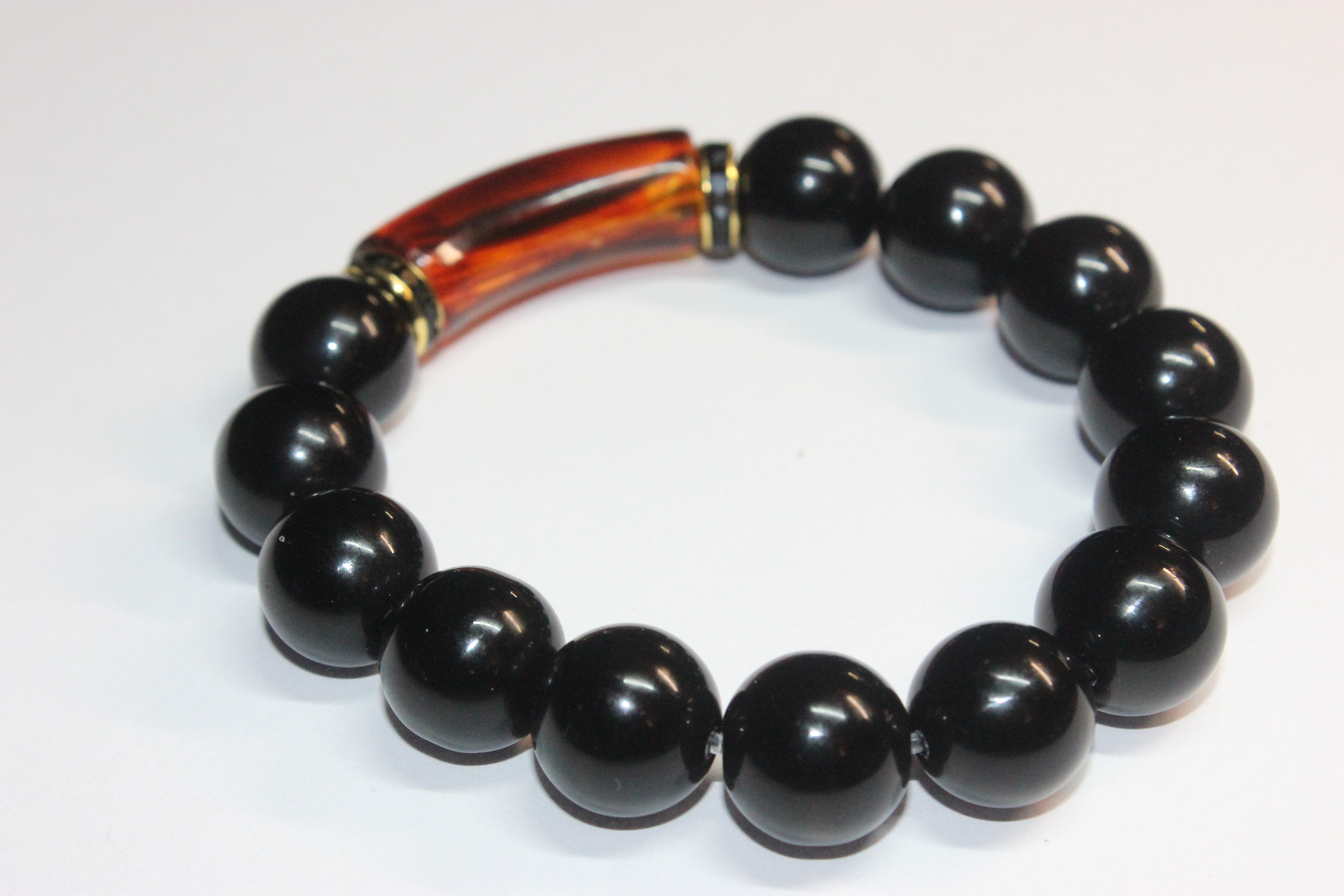 Black & Topaz/Gold Beaded Bracelet