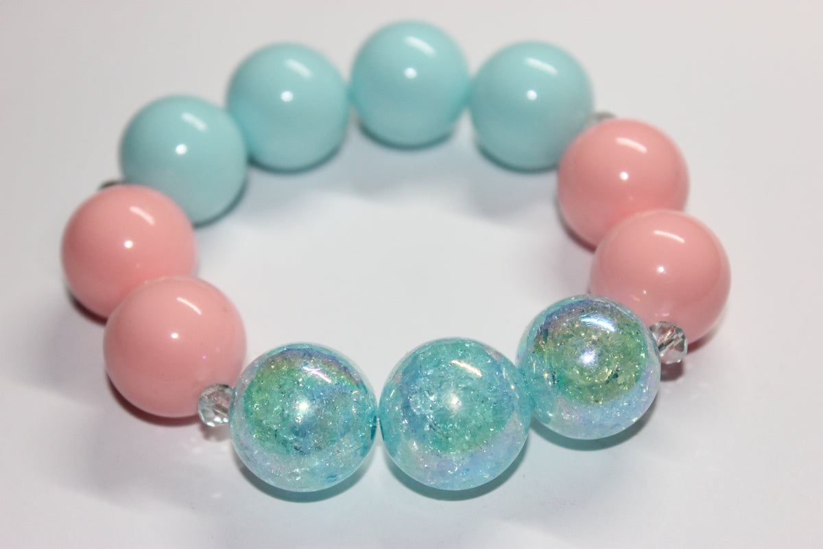 Shades Of Pink & Aquamarine Large Beaded Bracelet