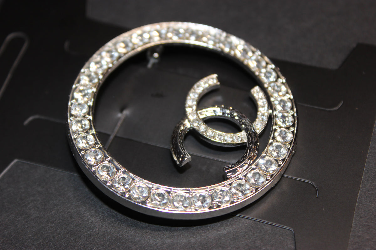 Silver Rhinestone Brooch Pin