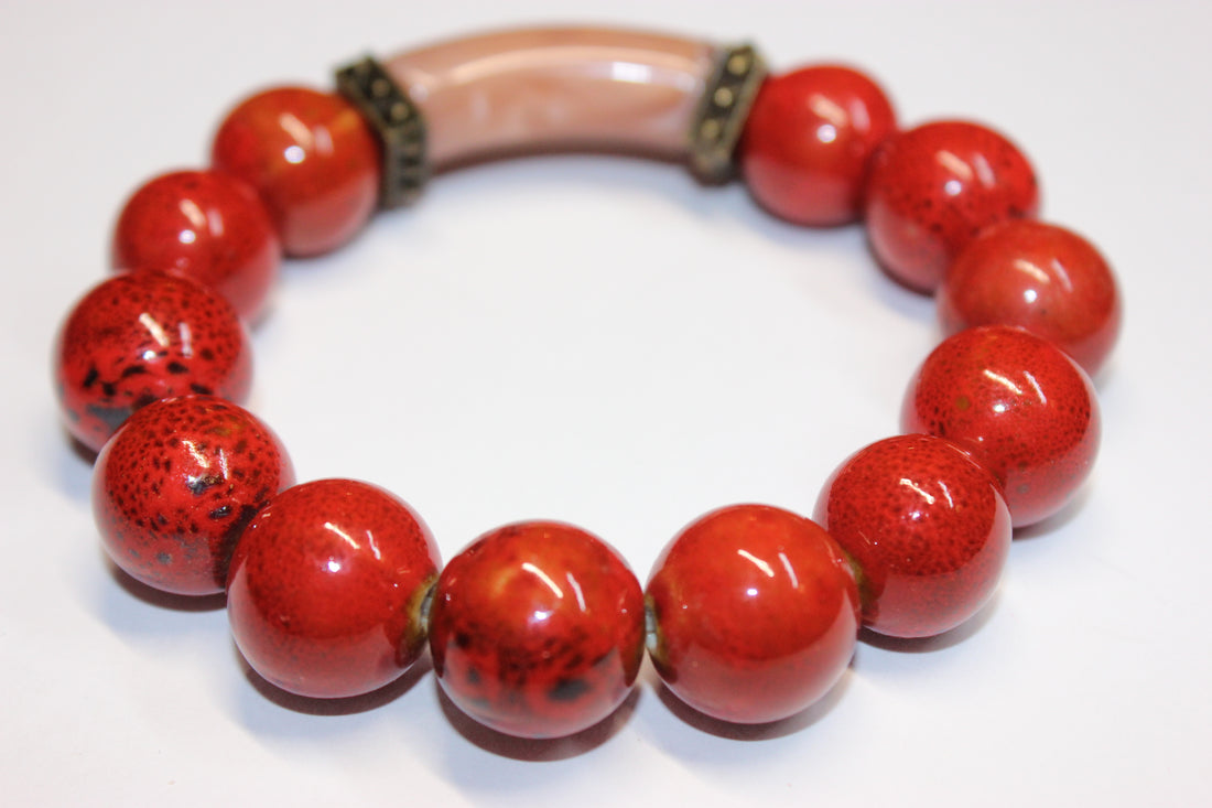 Shades Of Orange Gemstone Bracelet