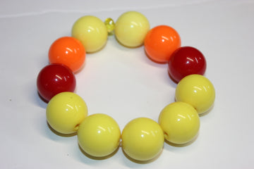 Large Smooth Beaded Bracelet YELLOW/RED/ORANGE