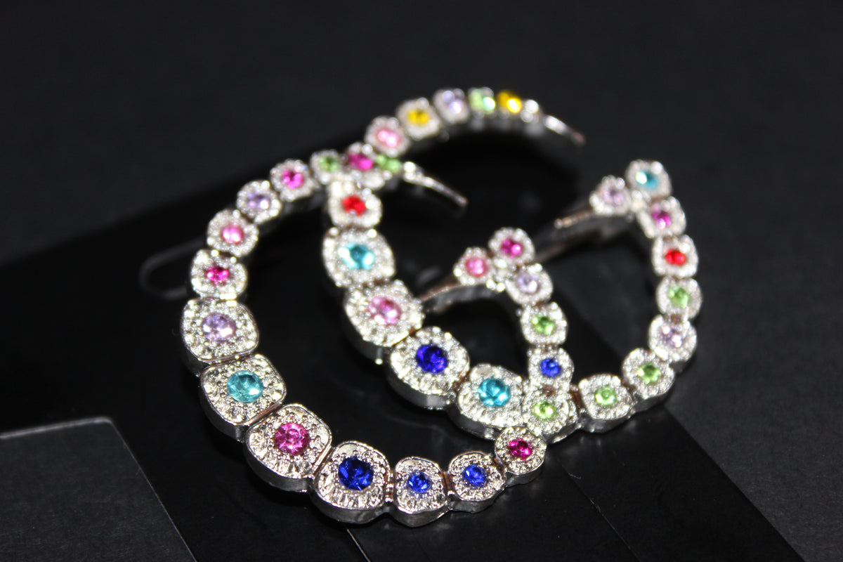 Multicolored Silver Brooch Pin