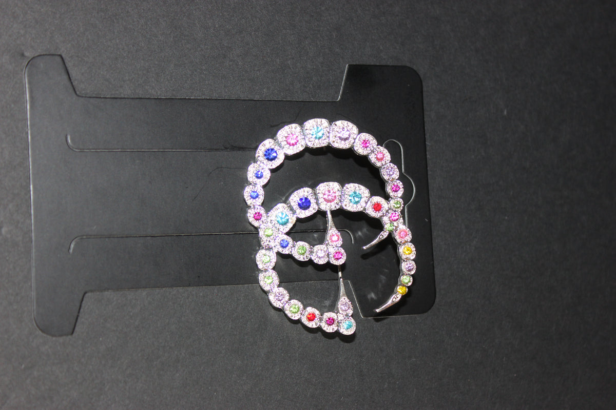 Multicolored Silver Brooch Pin