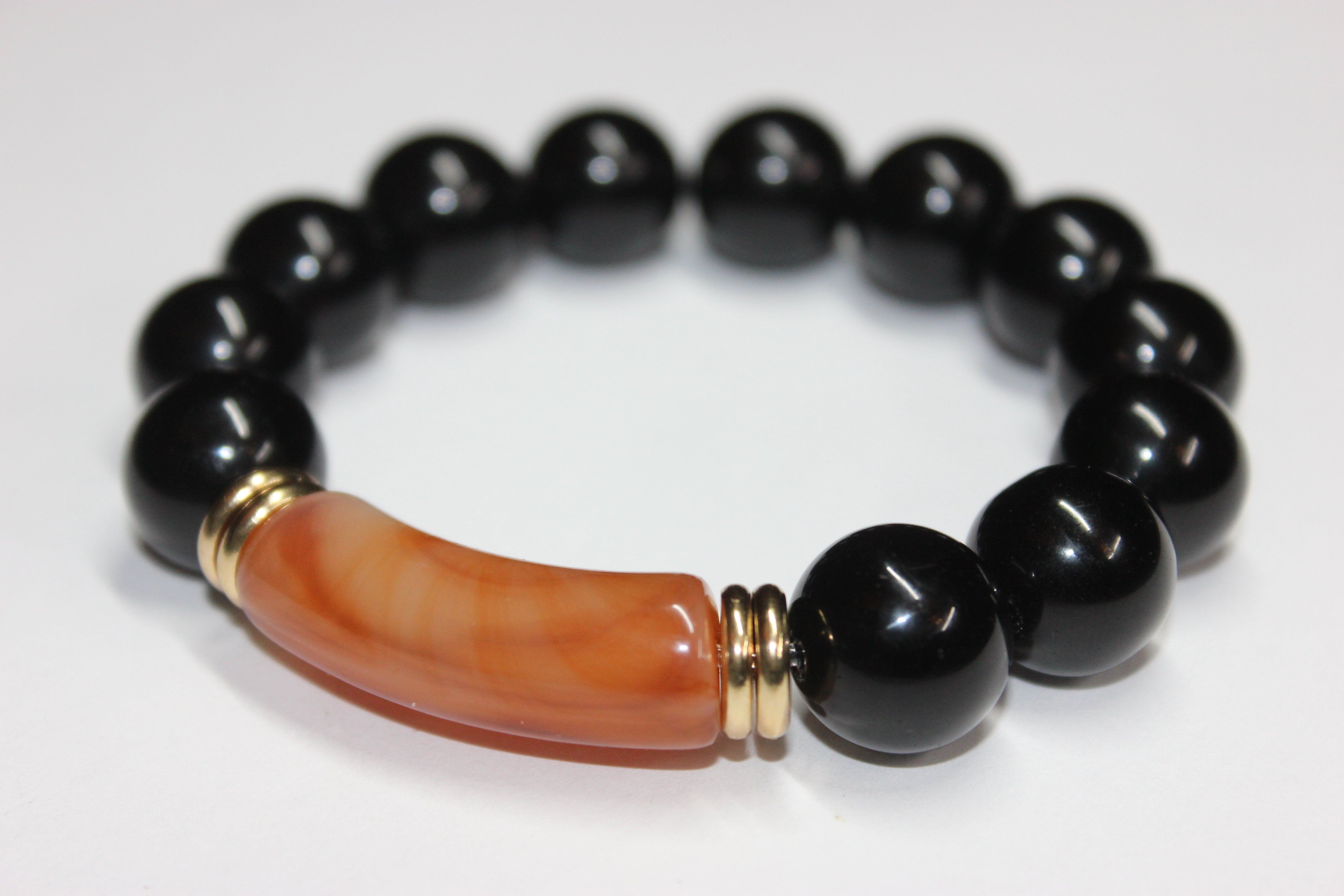 Black Brown & Gold Beaded Bracelet