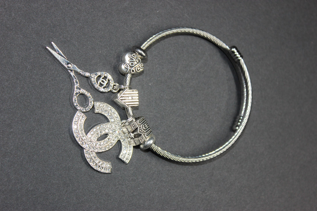 Anesidora Silver Charm Bangle Bracelet