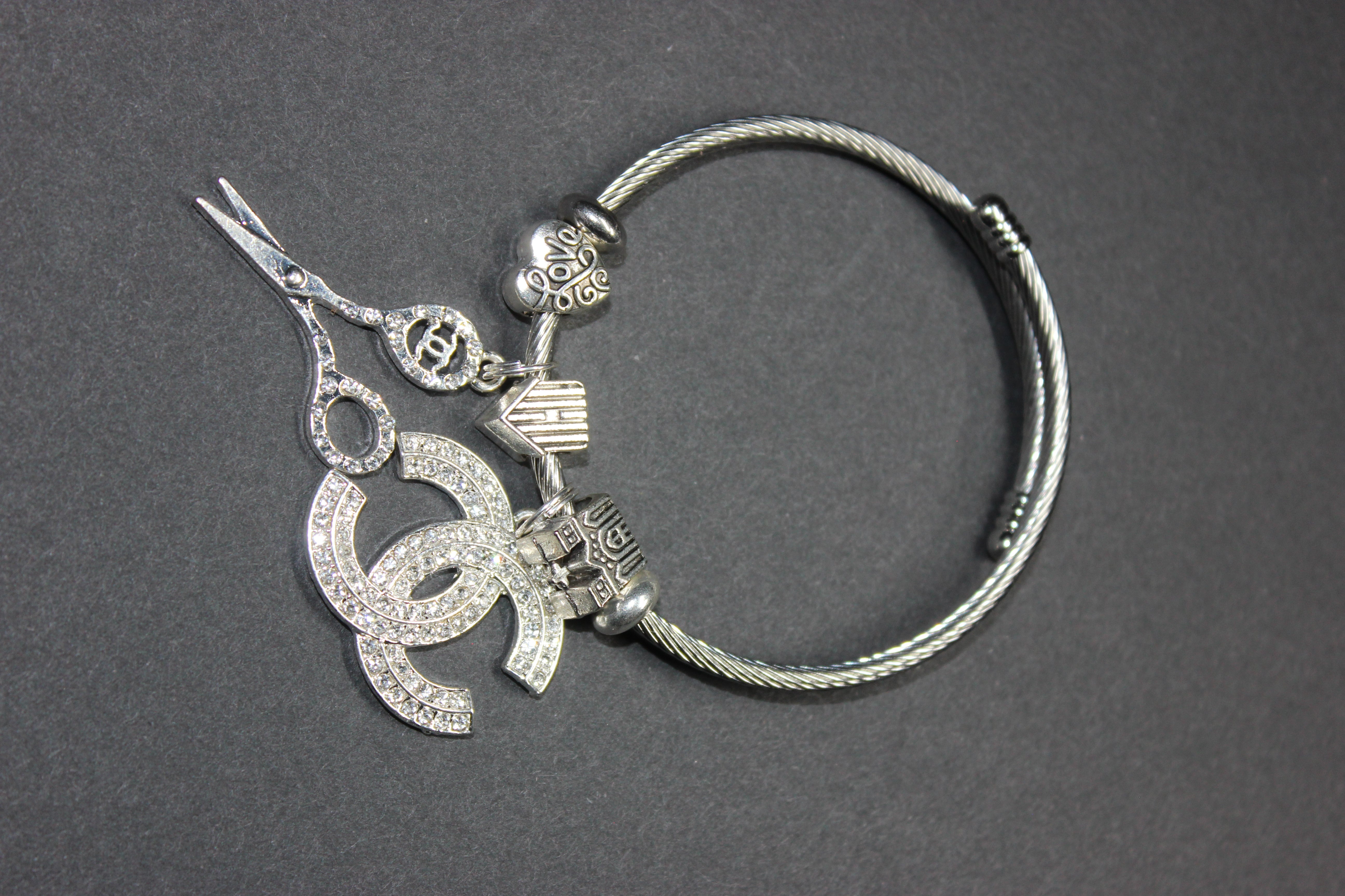 Anesidora Silver Charm Bangle Bracelet