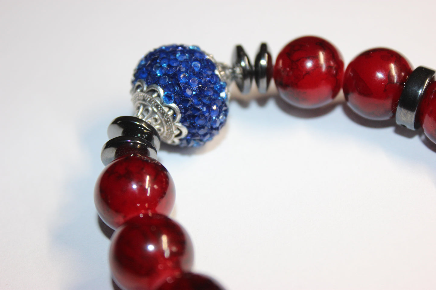 Red & Blue Beaded Bracelet