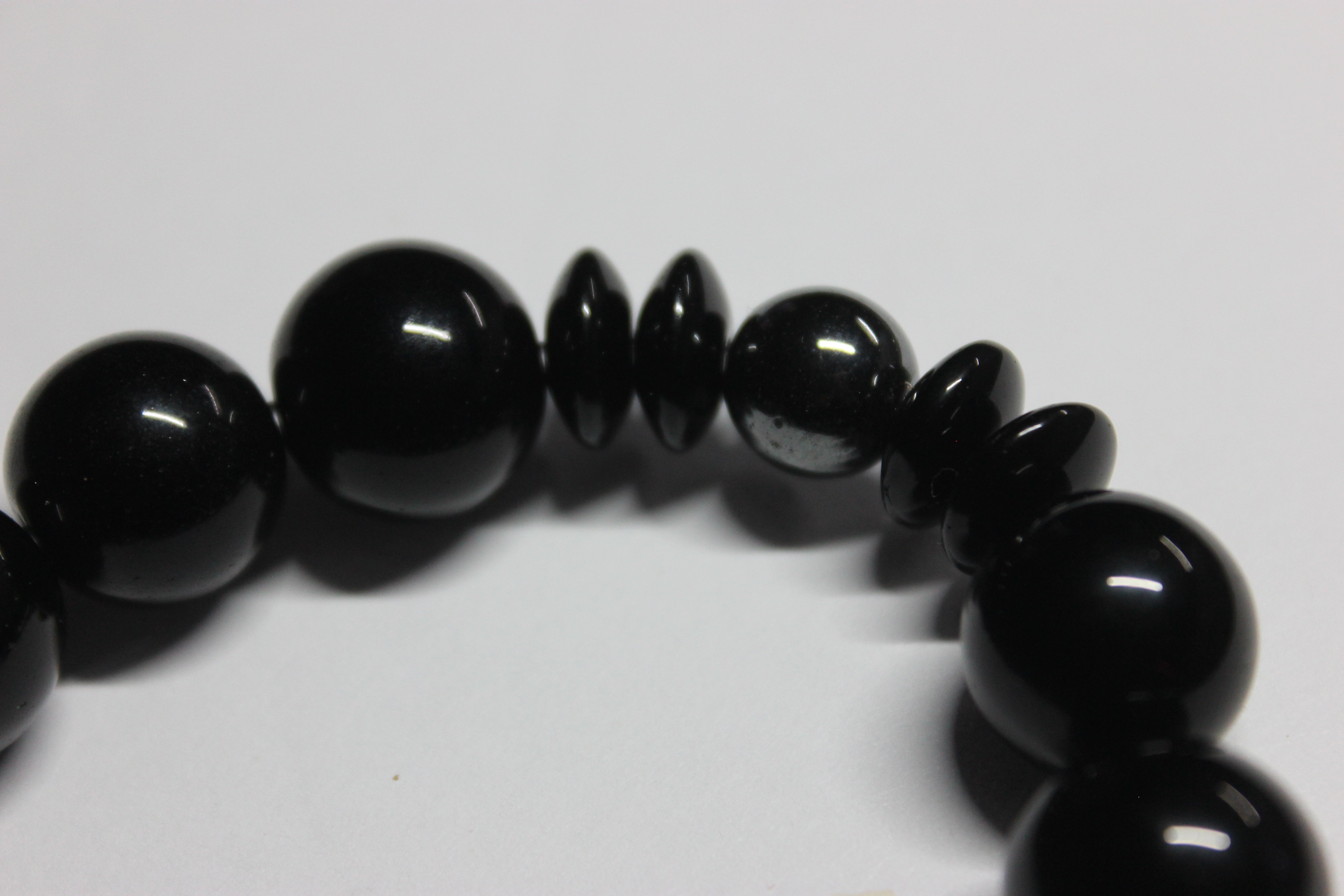 Black & Hematite Beaded Bracelet