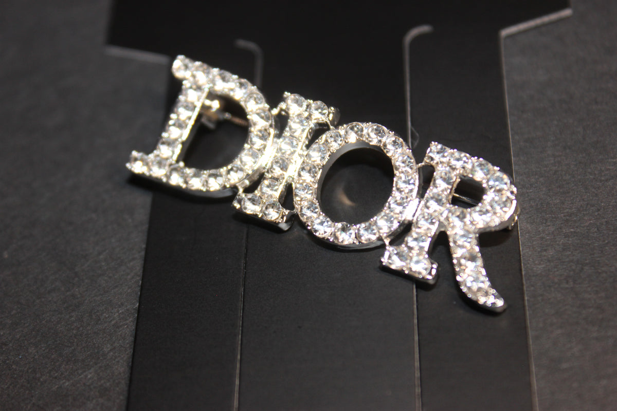 Rhinestone & Silver Brooch Pin