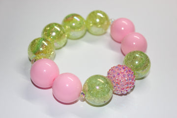 Shades Of Pink & Green Large Beaded Bracelet