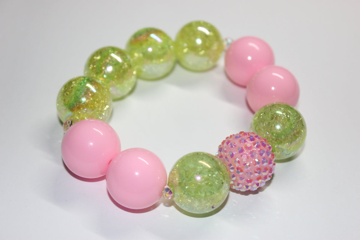 Shades Of Pink & Green Large Beaded Bracelet