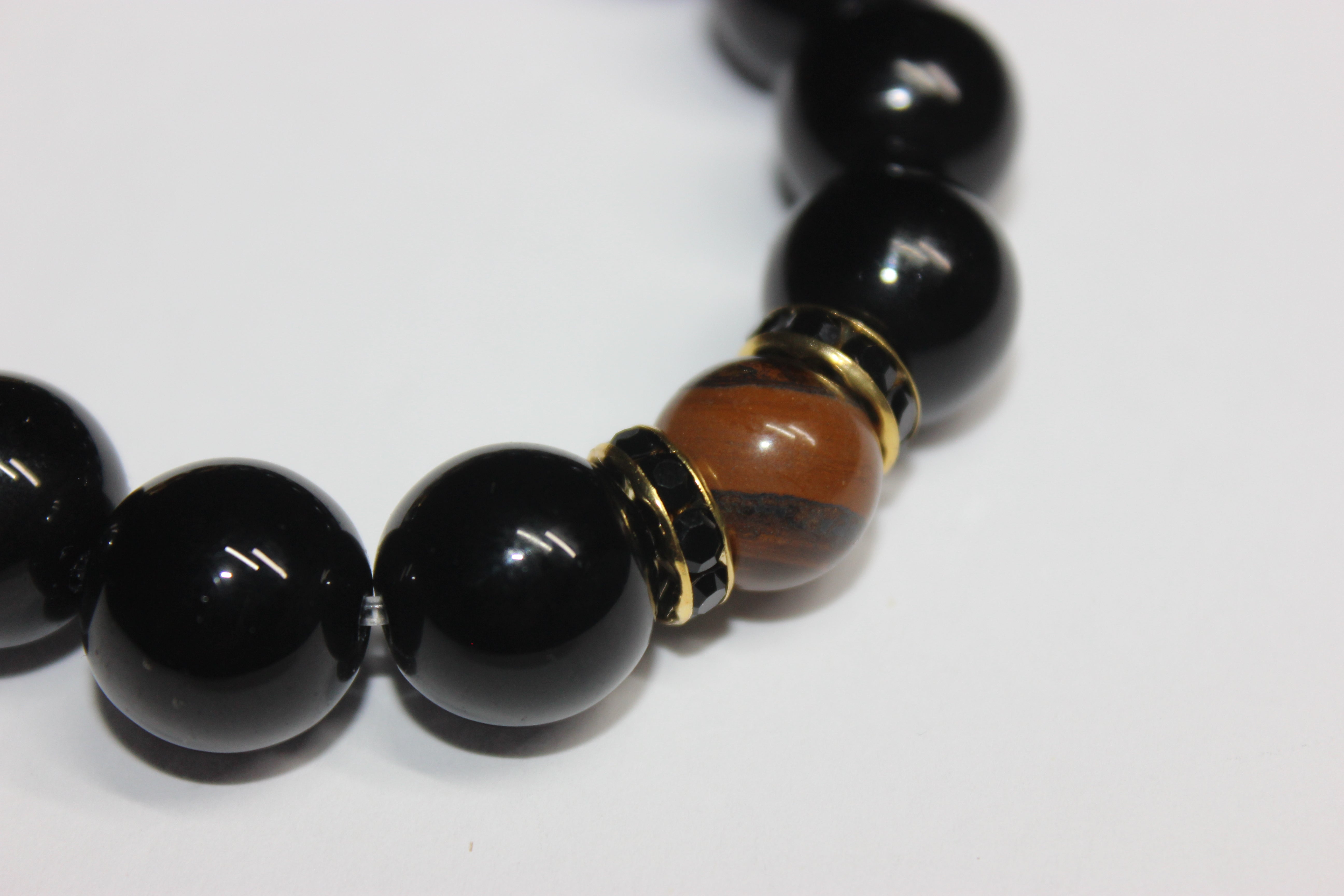 Black Brown & Gold Beaded Bracelet
