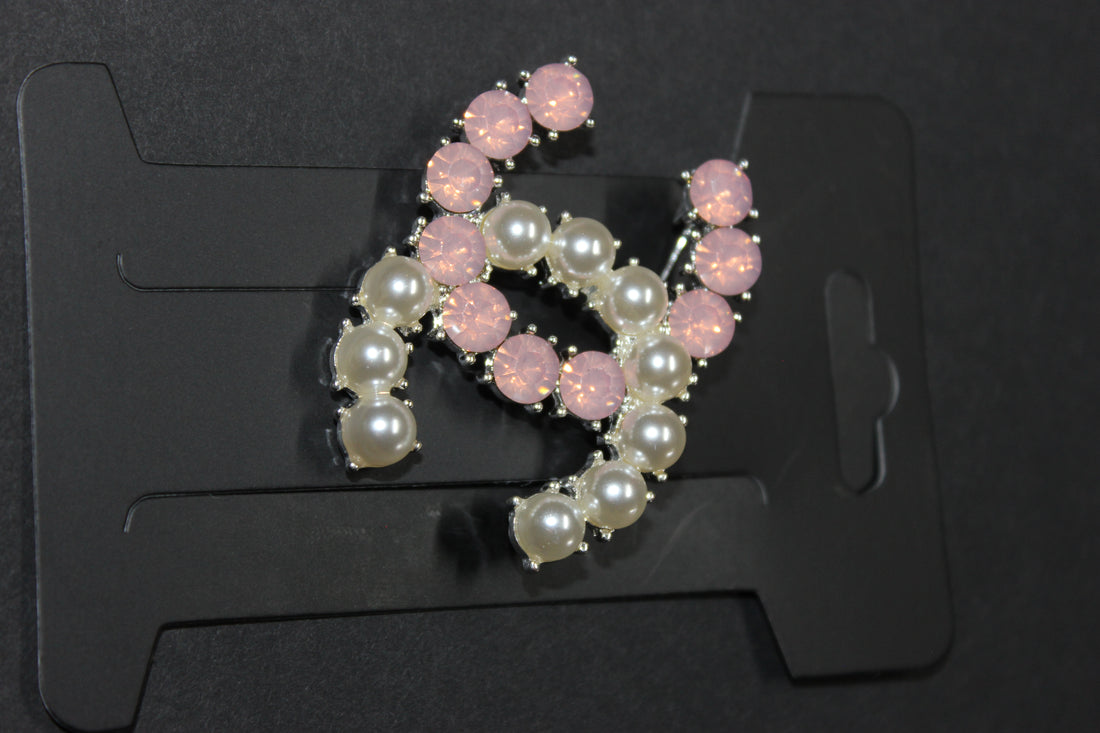 Pink & Pearl Brooch Pin (Silver)