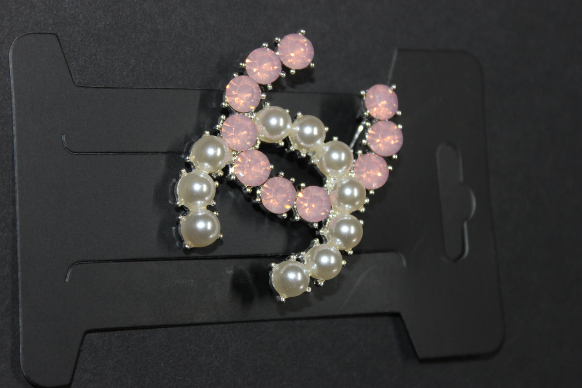 Pink & Pearl Brooch Pin (Silver)