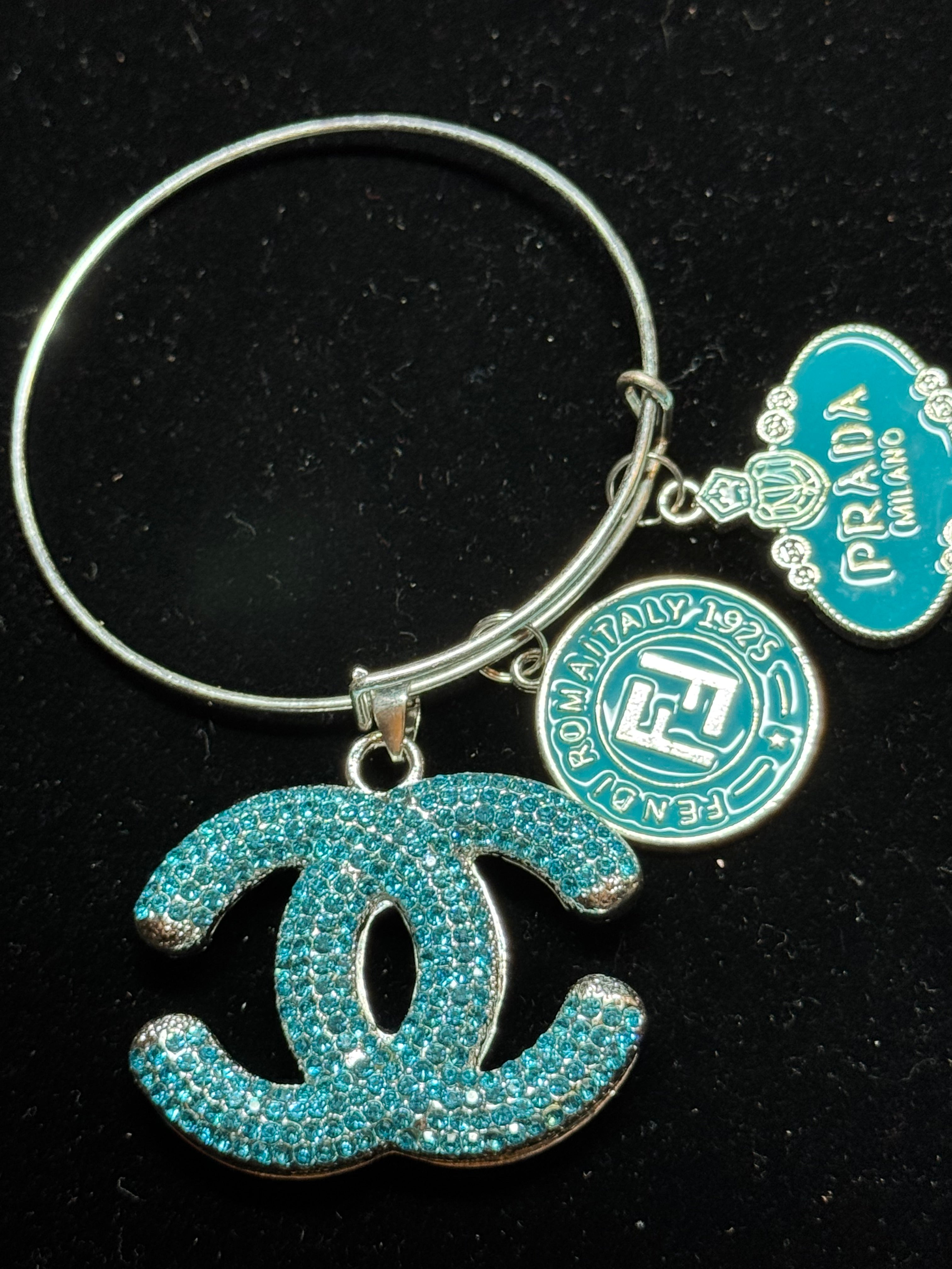 Aquamarine/Turquoise Charm Bangle