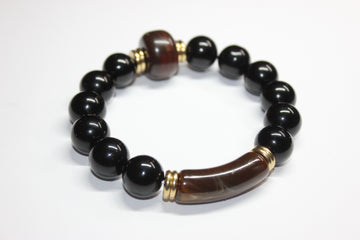 Black & Brown w/ Gold Beaded Bracelet