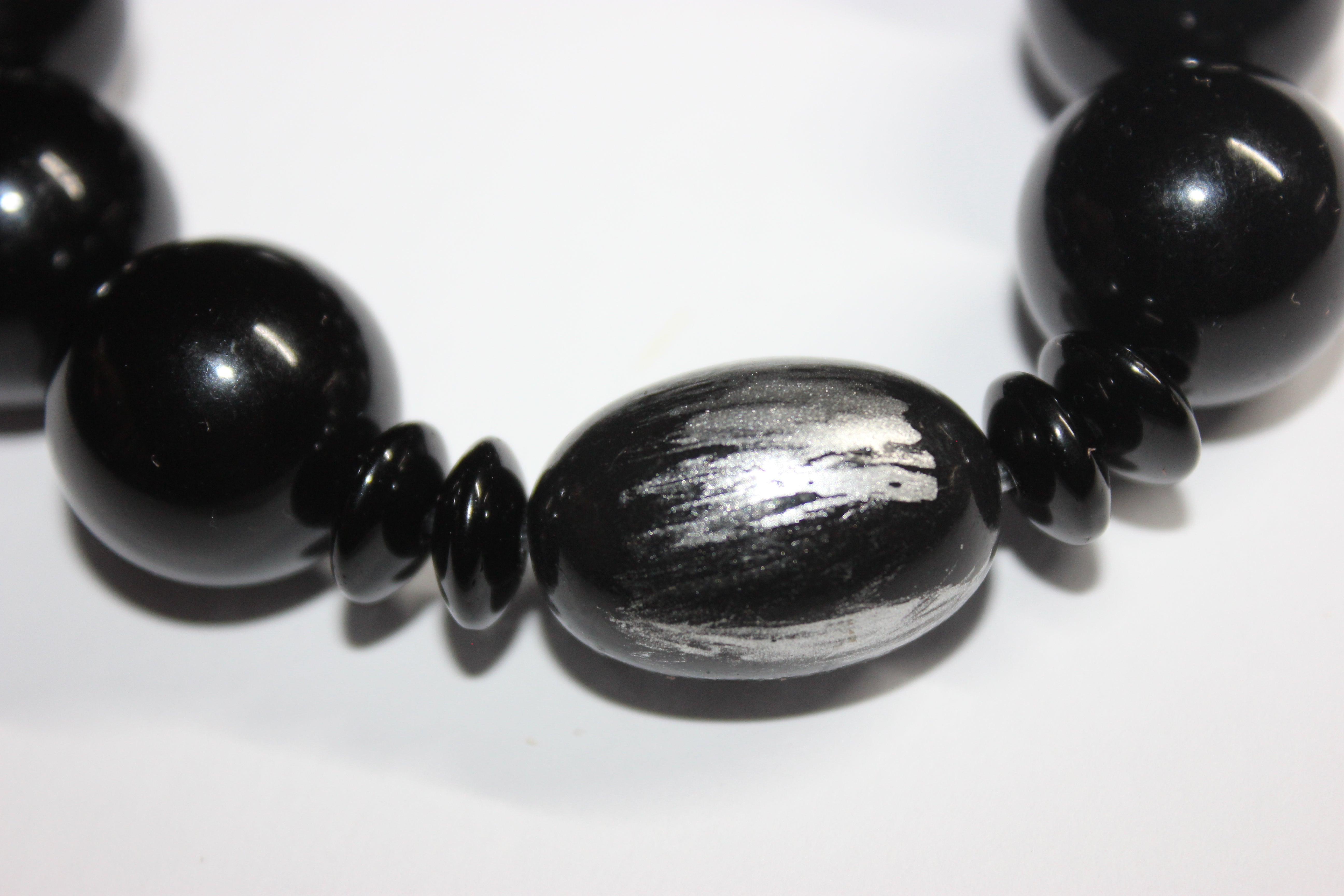 Black & Grey Large Beaded Bracelet