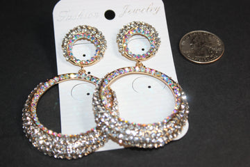 Iridescent & Clear Rhinestone Earrings