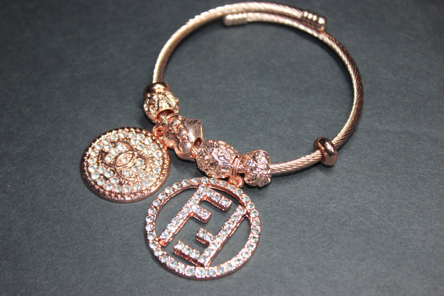 Rose Gold Charm Bangle