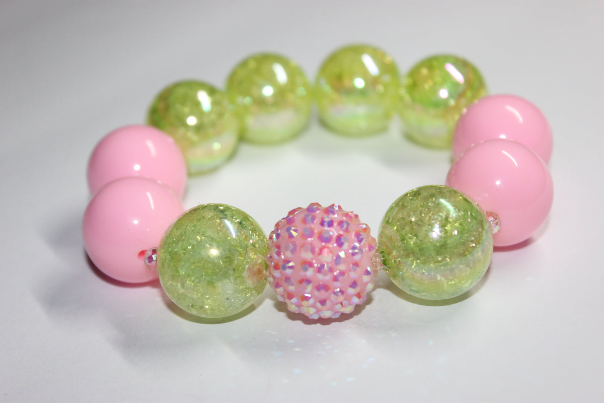Shades Of Pink & Green Large Beaded Bracelet