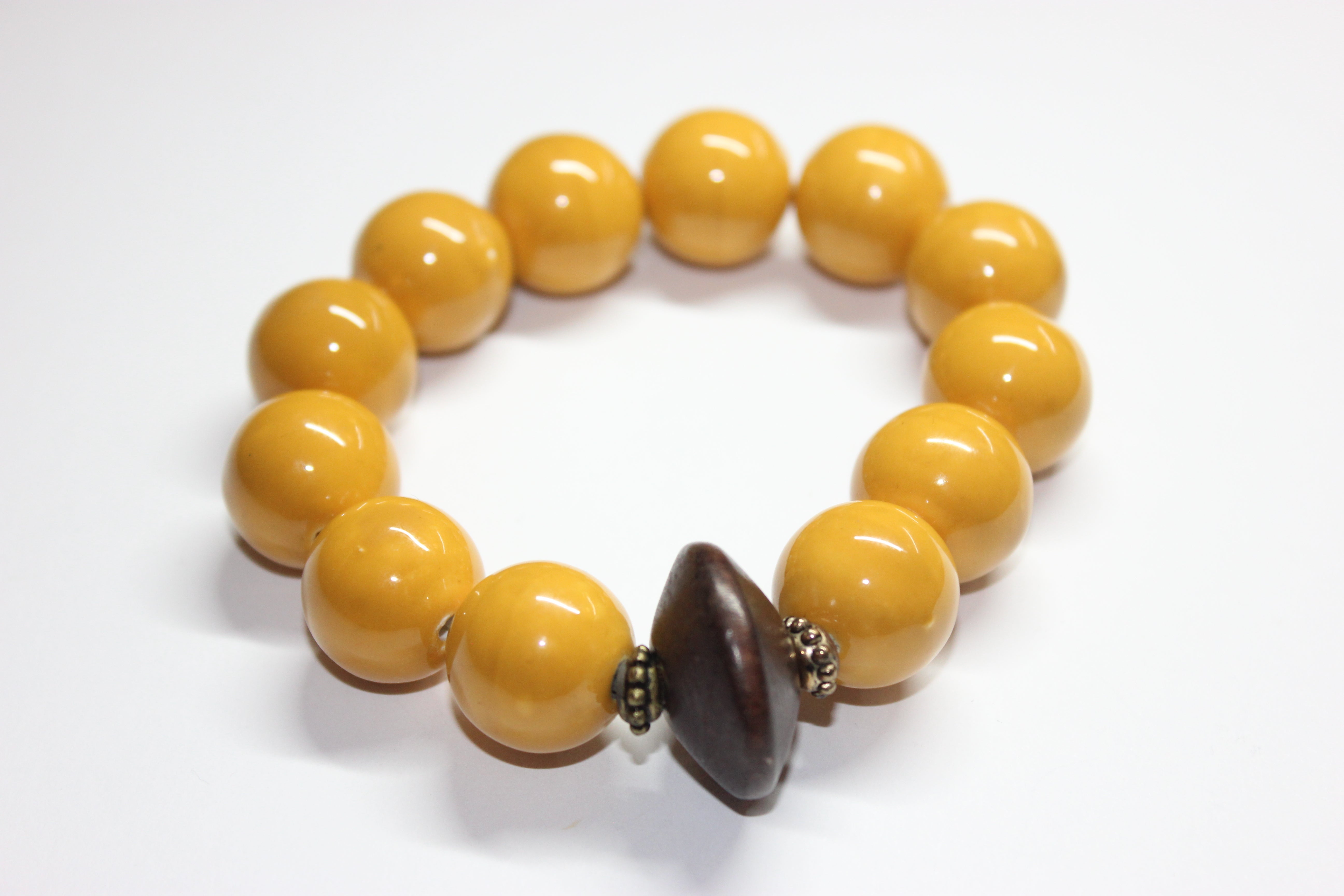 Mustard & Brown Ceramic Bracelet