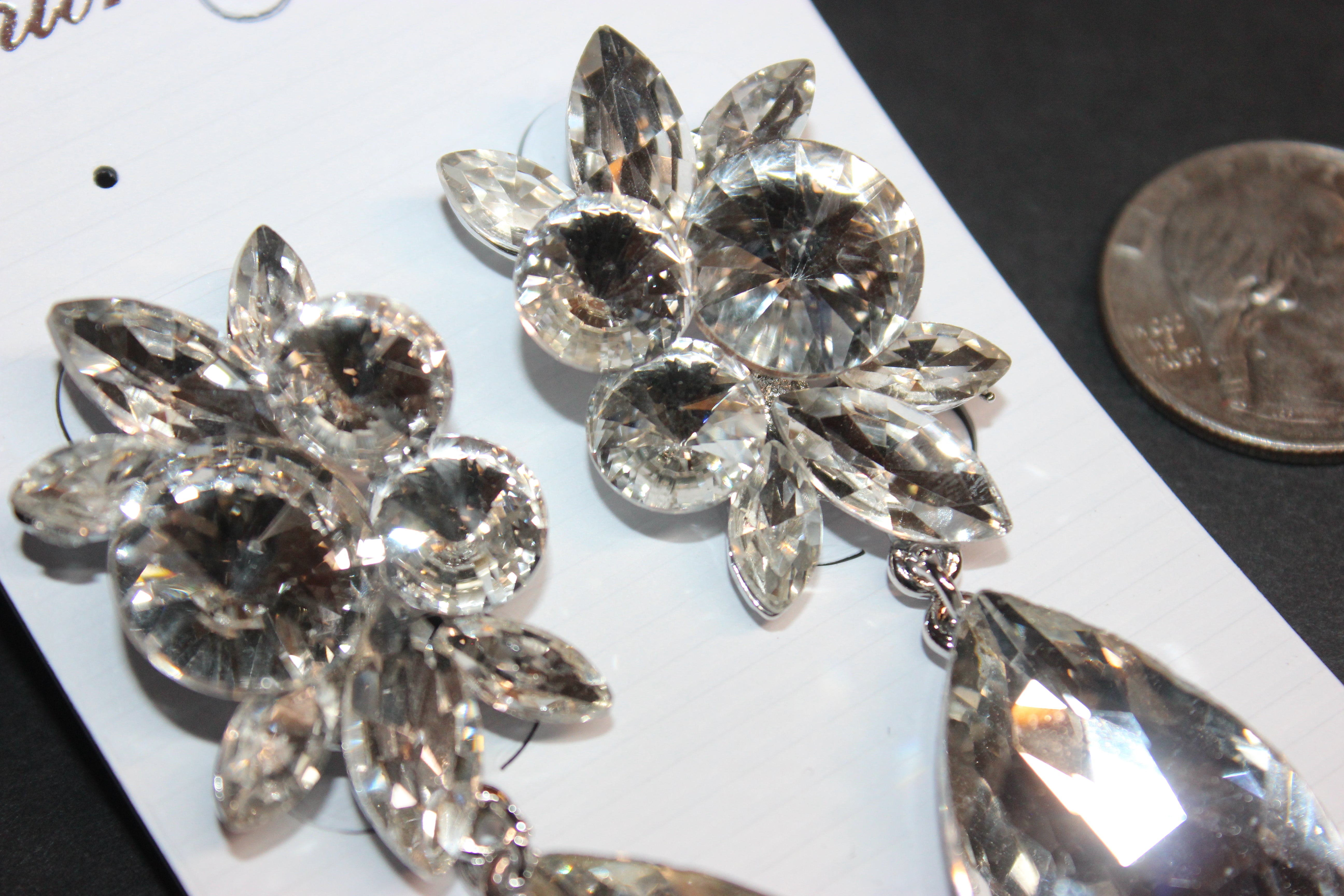 Clip On Clear Crystal Pineapple Drop Earrings
