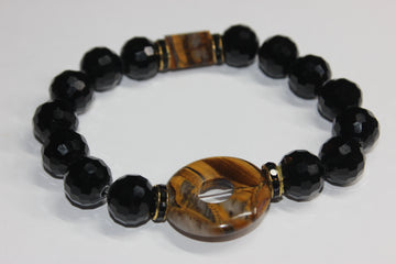 Black Ice with Tiger Eye Gemstone Beaded Bracelet