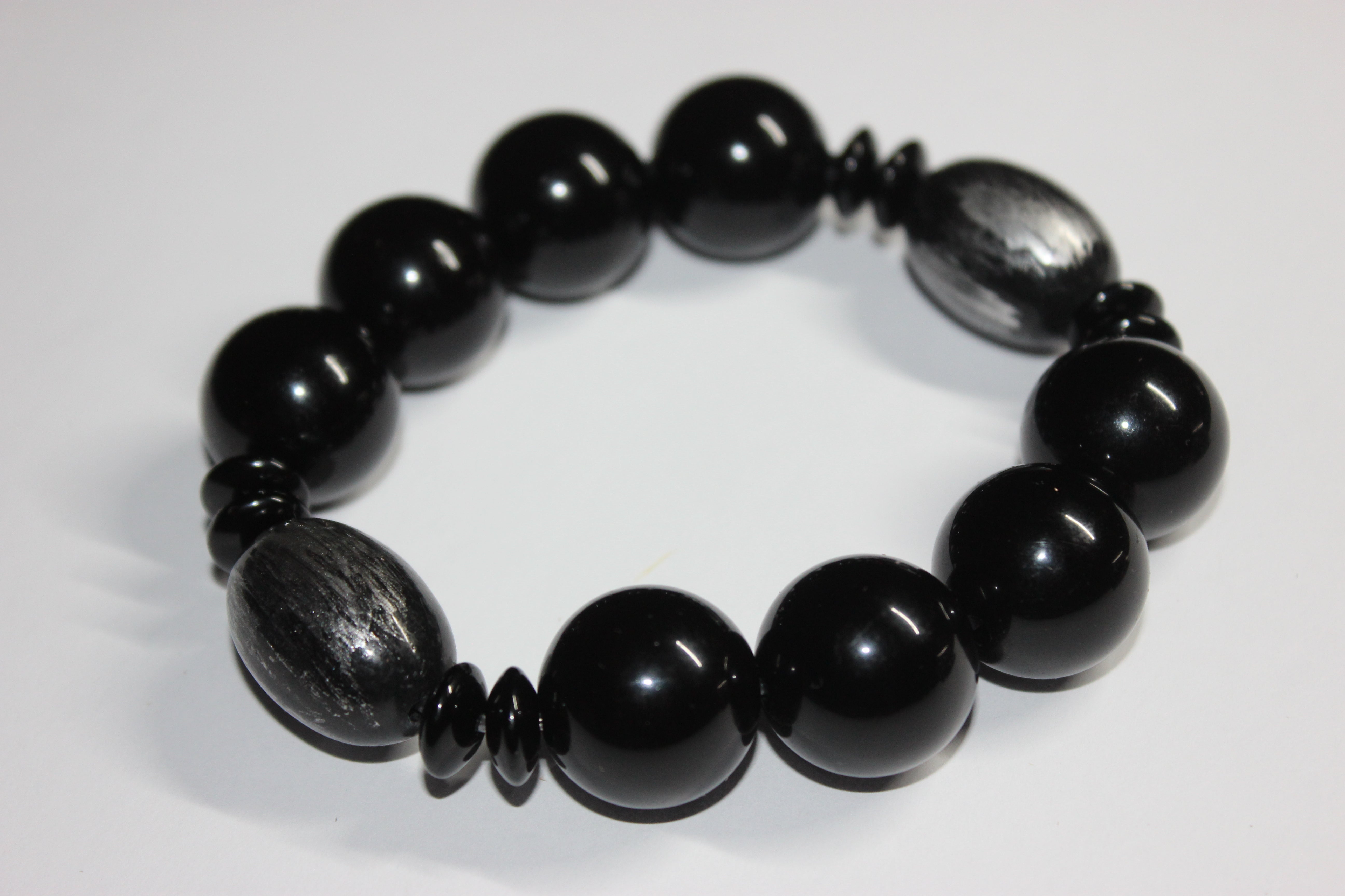Black & Grey Large Beaded Bracelet