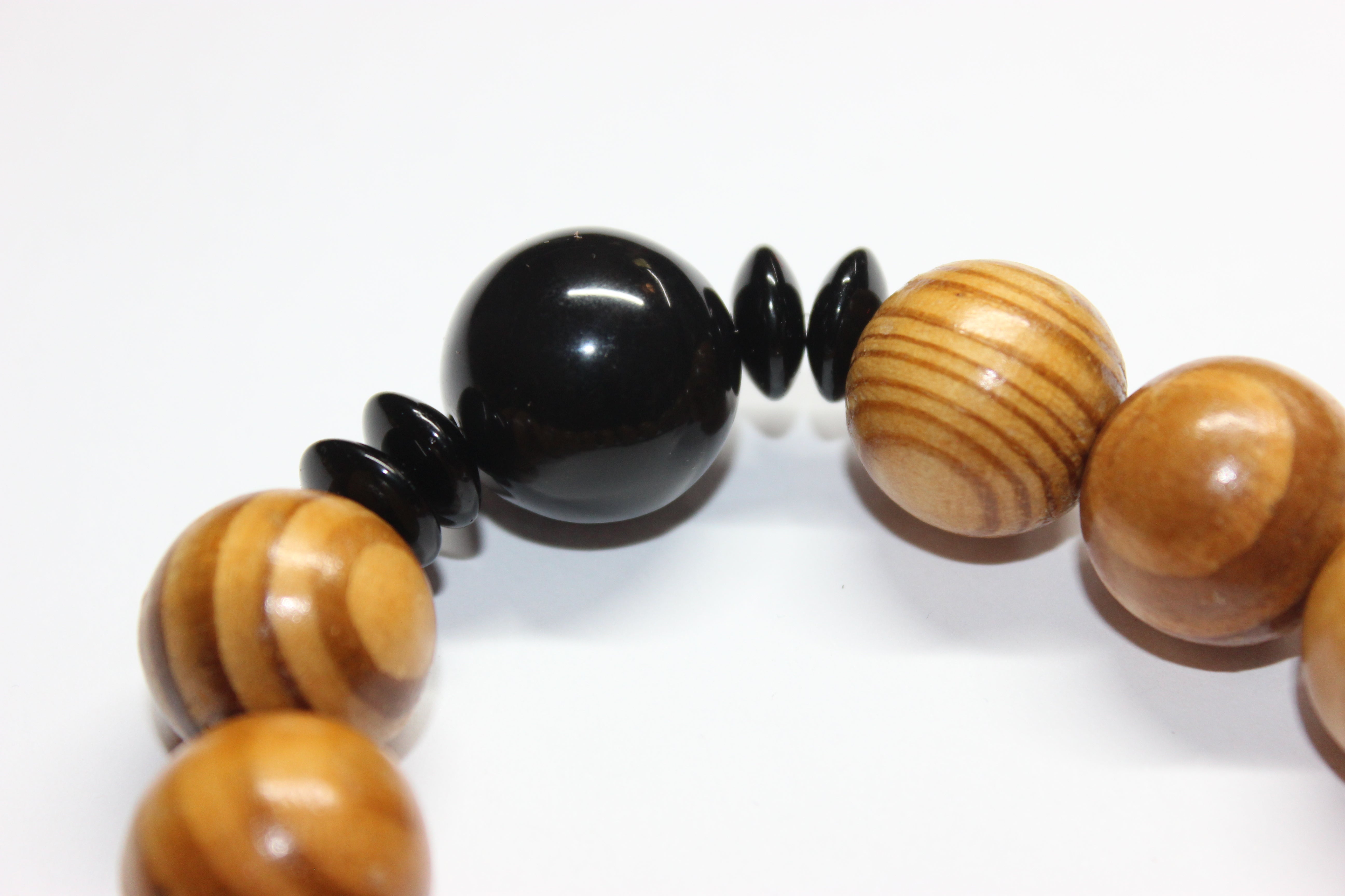 Black & Wood Beaded Bracelet