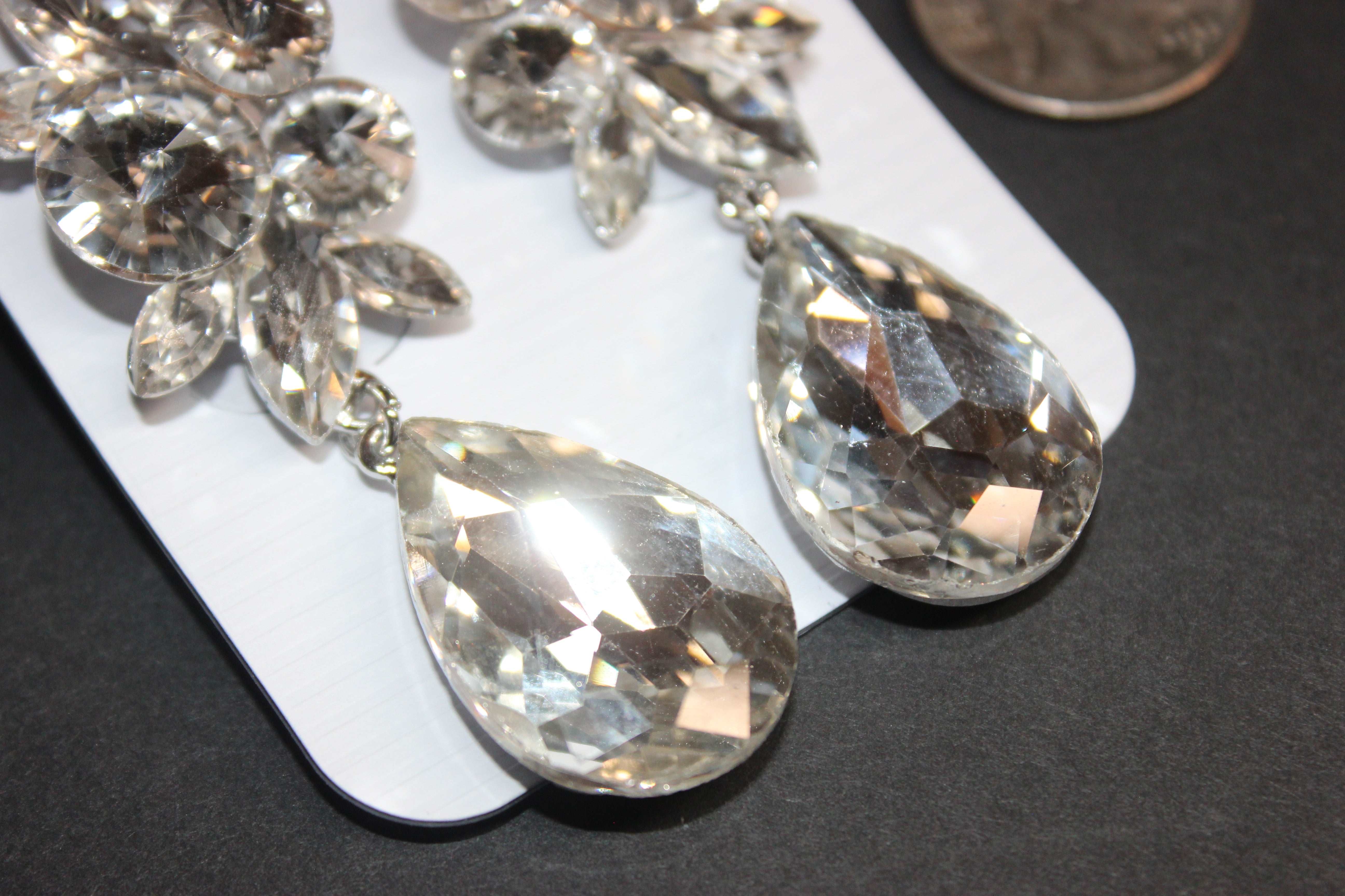 Clip On Clear Crystal Pineapple Drop Earrings