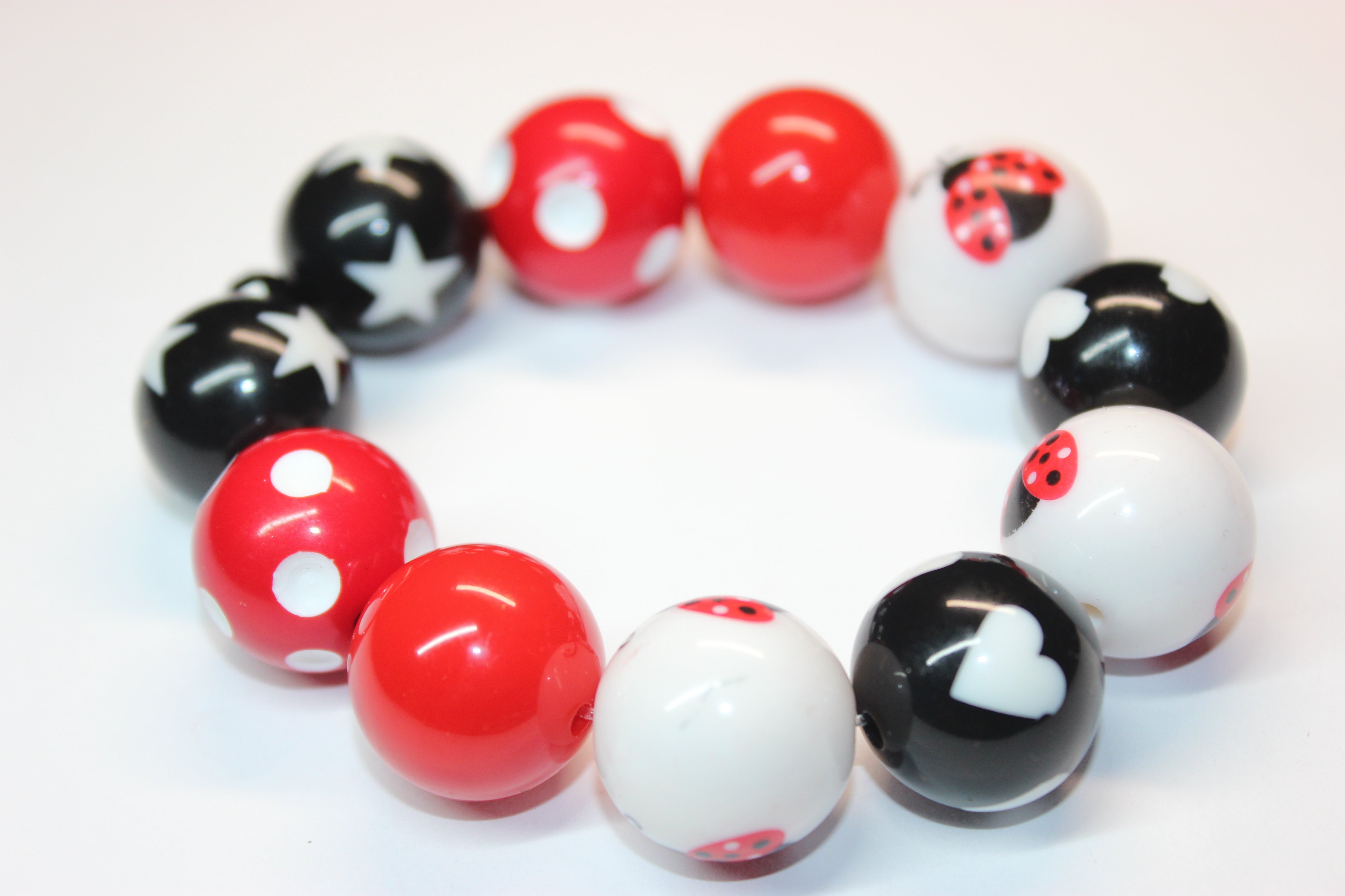 Red White & Black Ladybug Bracelet