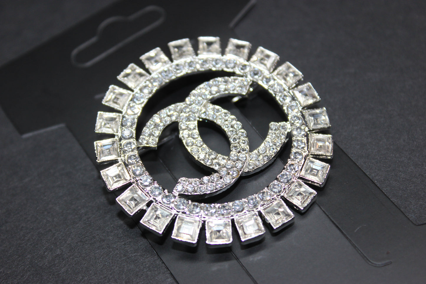 Silver Rhinestone Brooch Pin