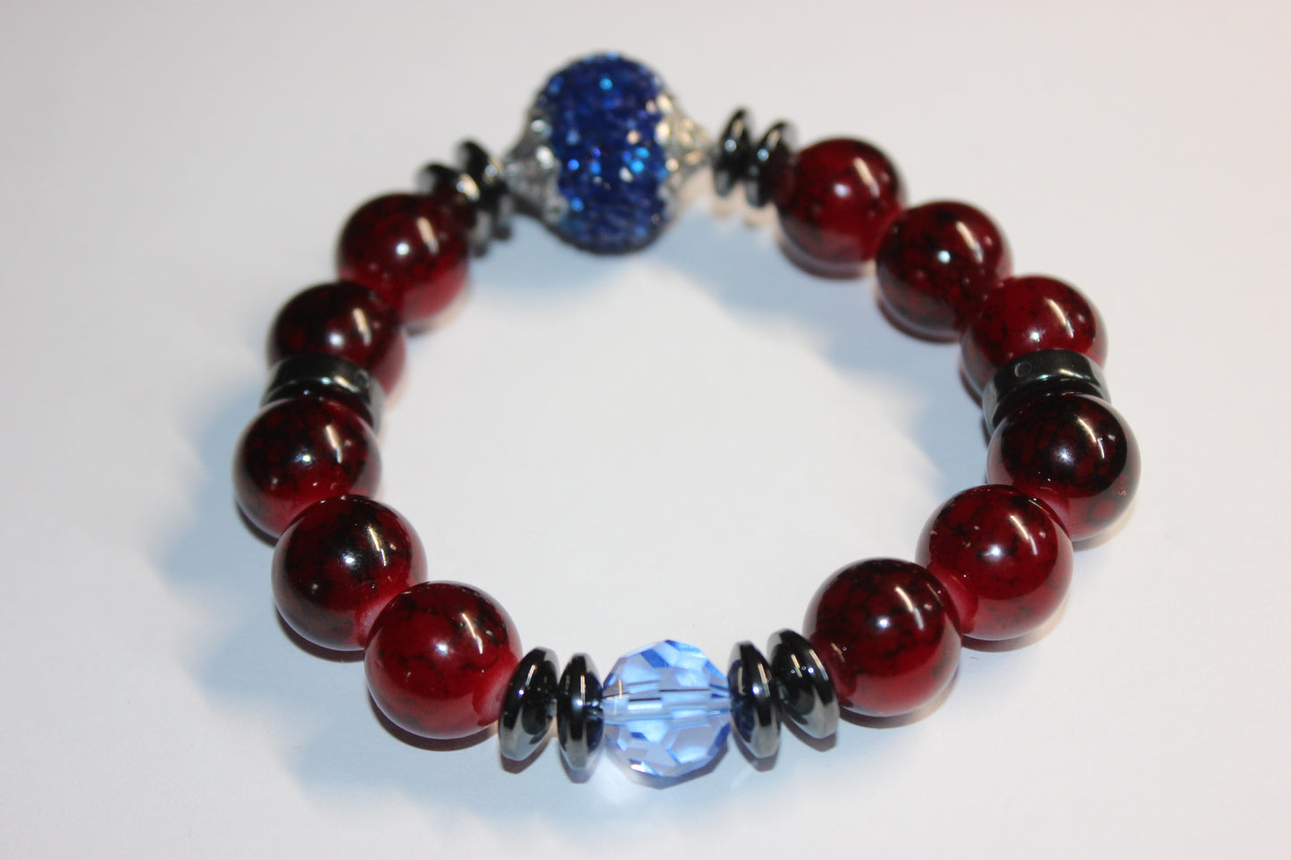 Red & Blue Beaded Bracelet