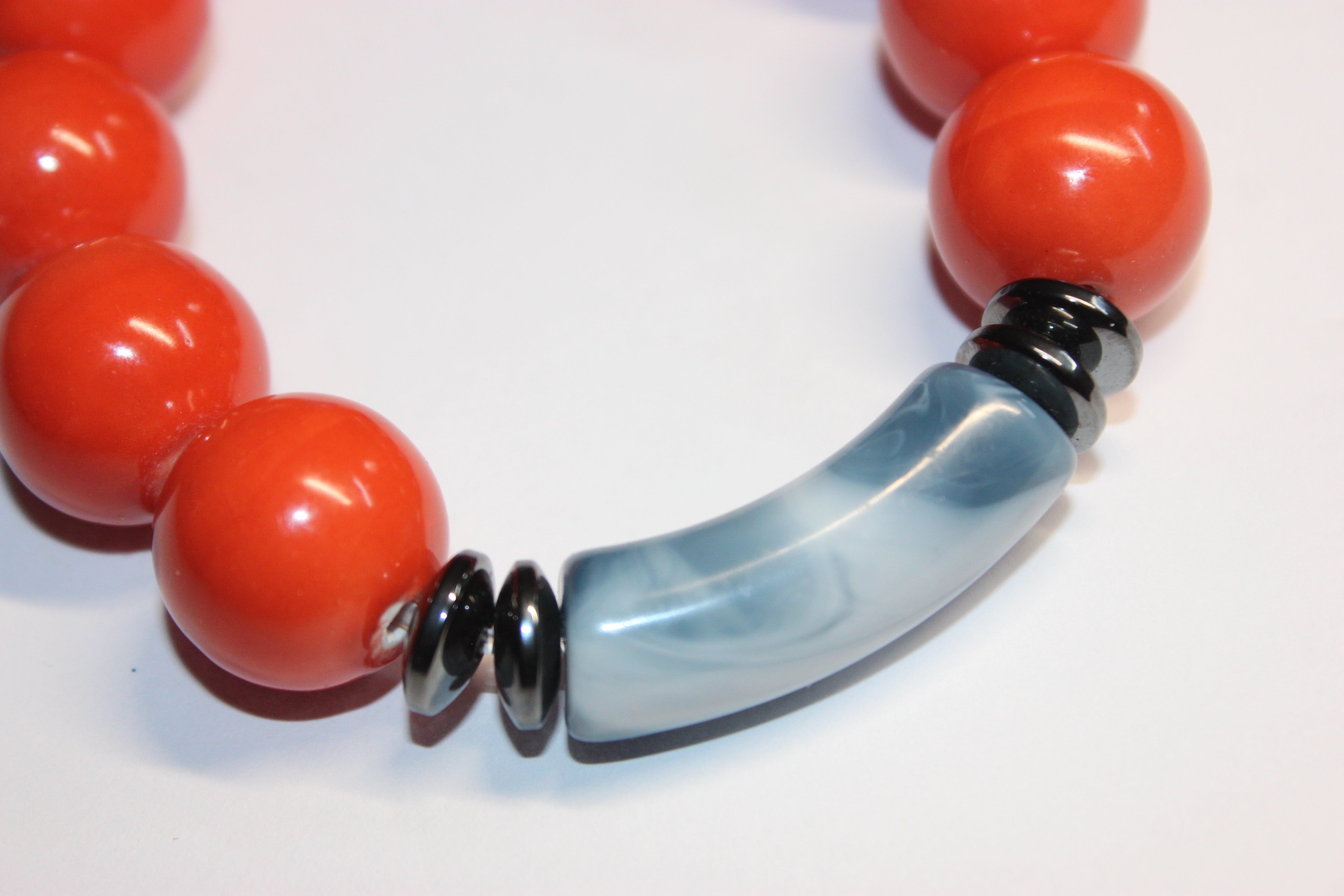 Orange & Blue Beaded Bracelet