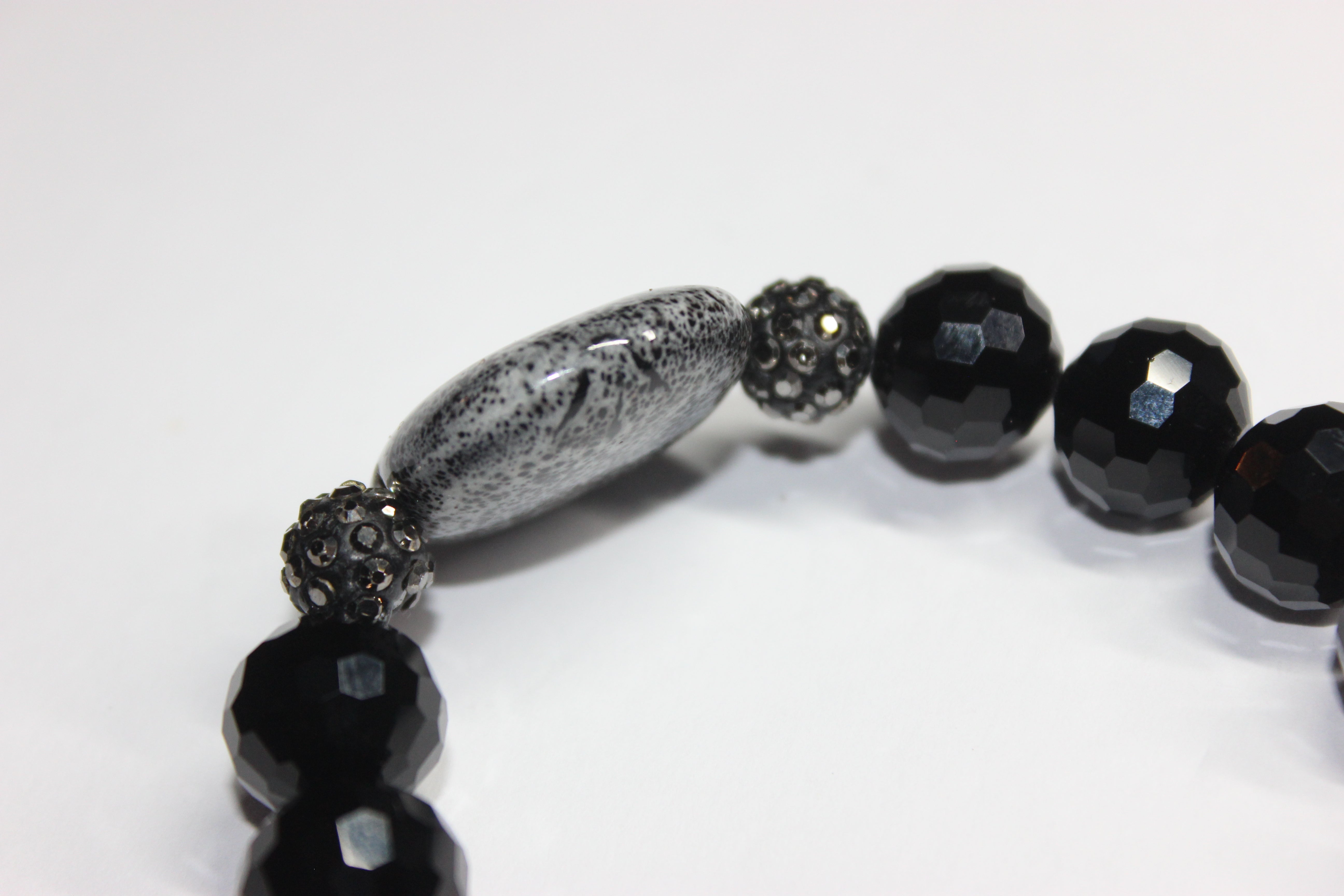 Black Ice & Grey Beaded Bracelet