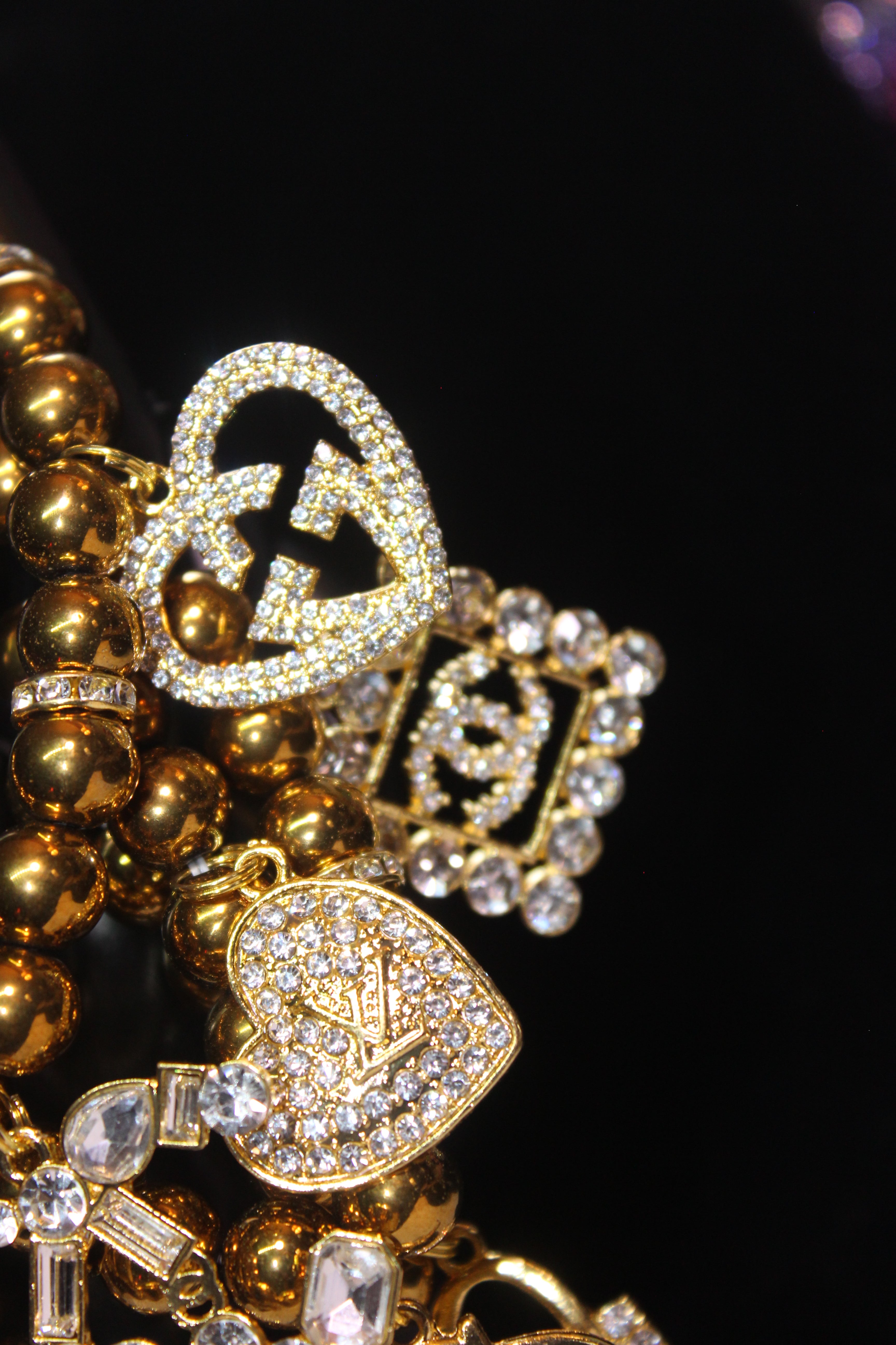 Gold 4 Piece Charm Bracelet Set