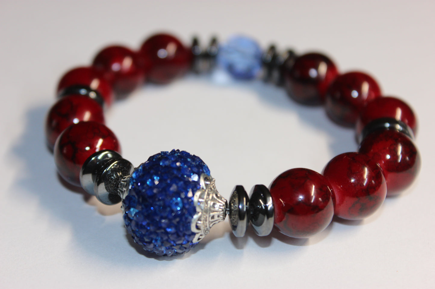 Red & Blue Beaded Bracelet
