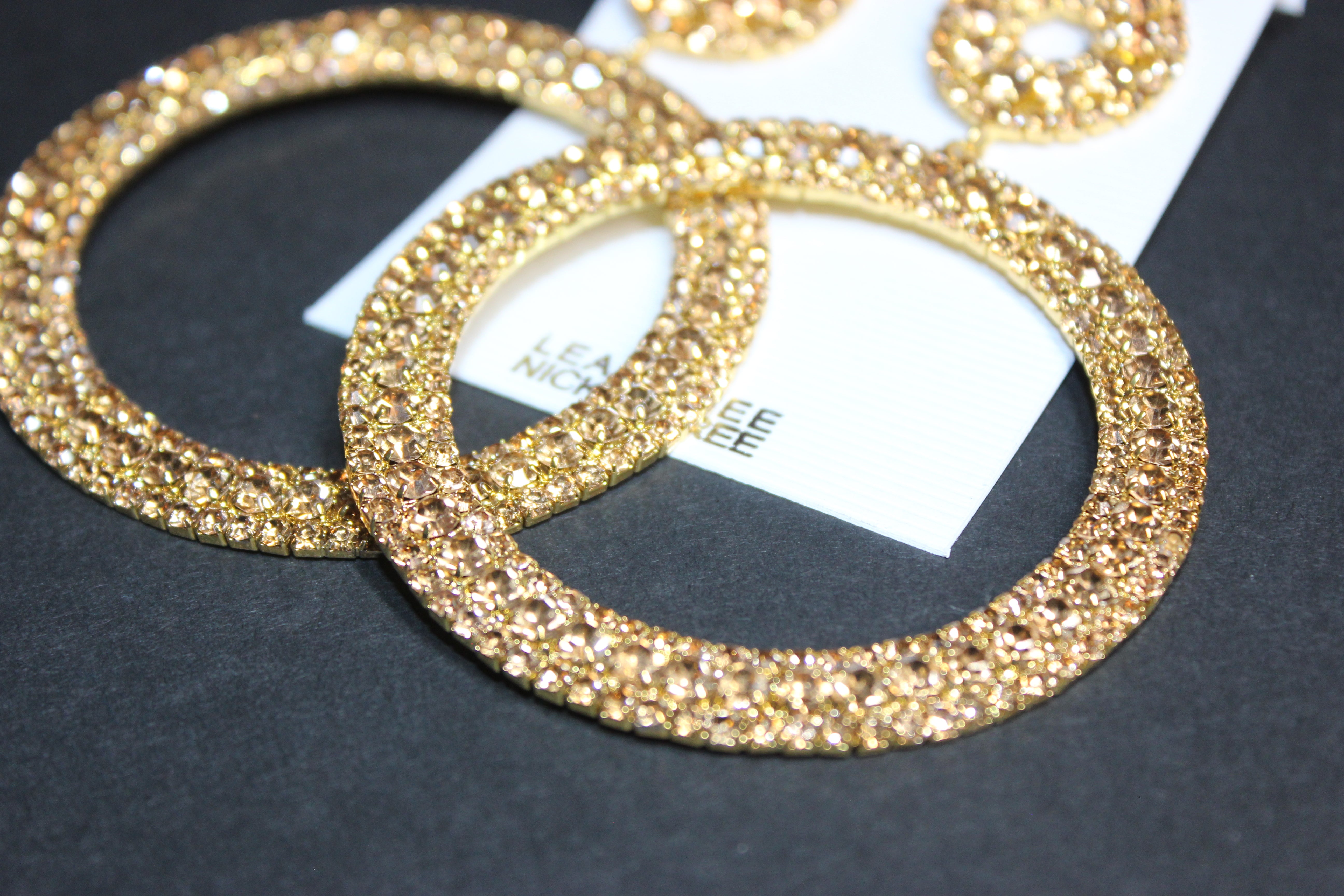 Champagne Rhinestone Hoop Earrings