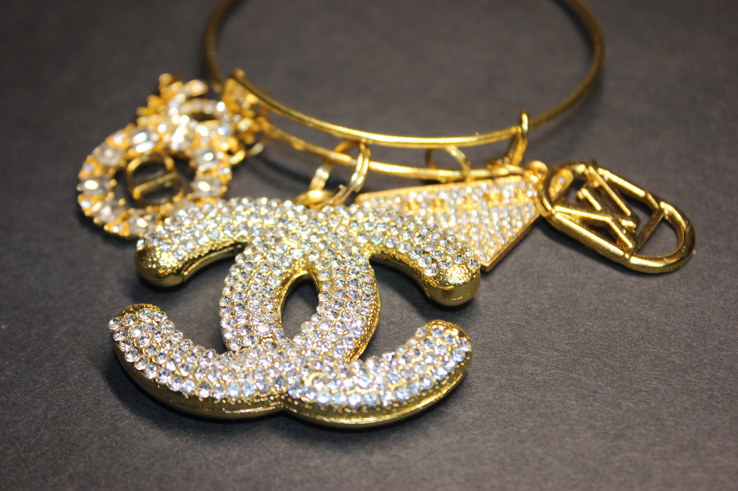 5 CHARM GOLD BANGLE BRACELET