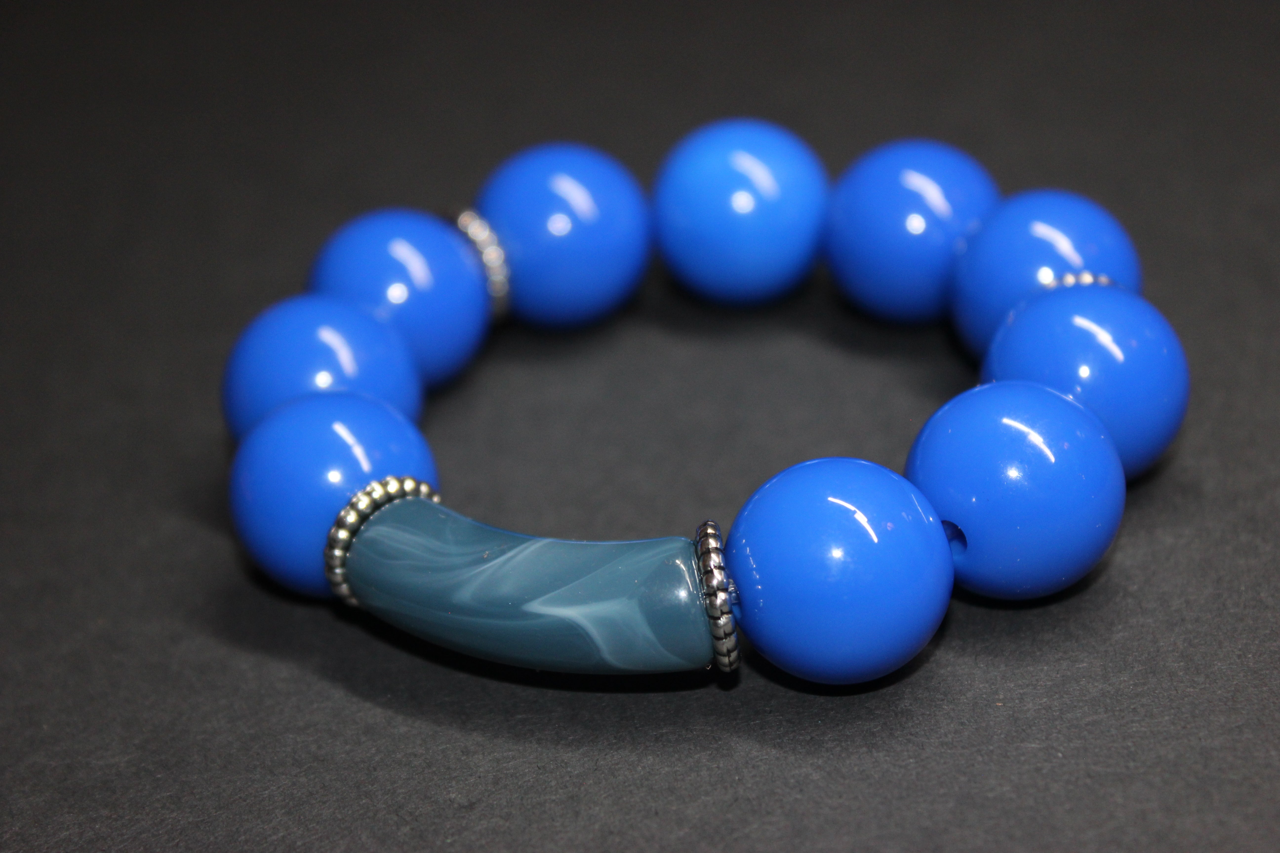 Shades Of Blue Large Beaded Bracelet