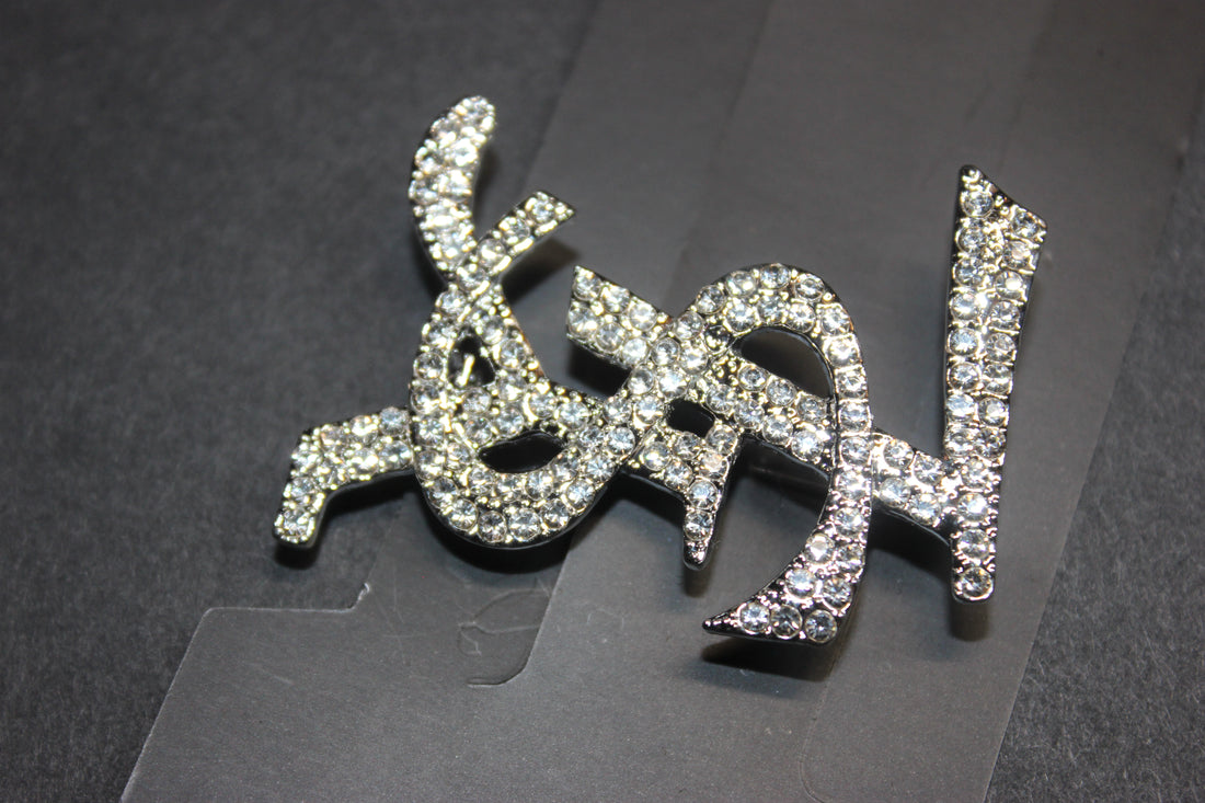 Silver Rhinestone Brooch Pin